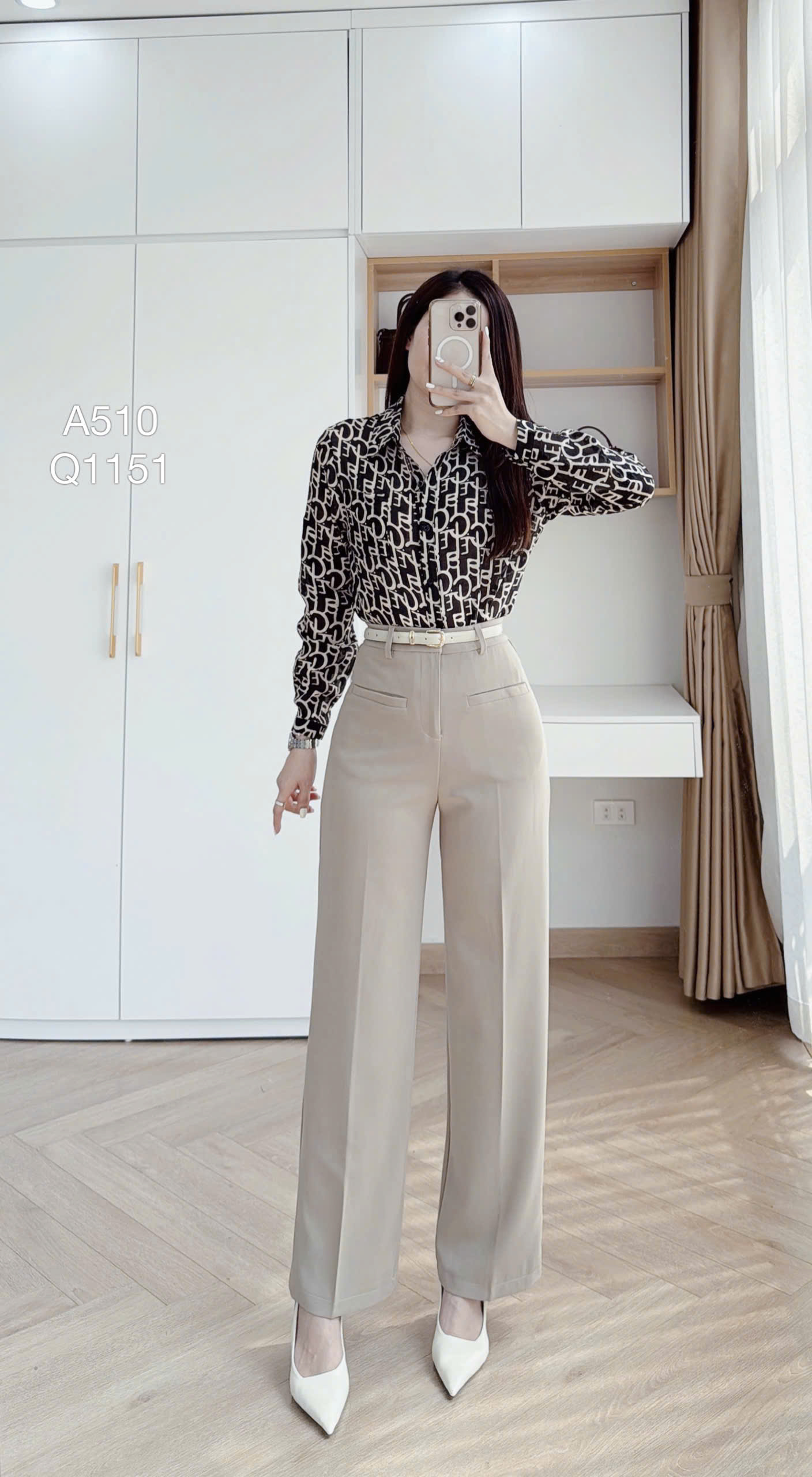 Q1151 Quần xuông 2 túi giả