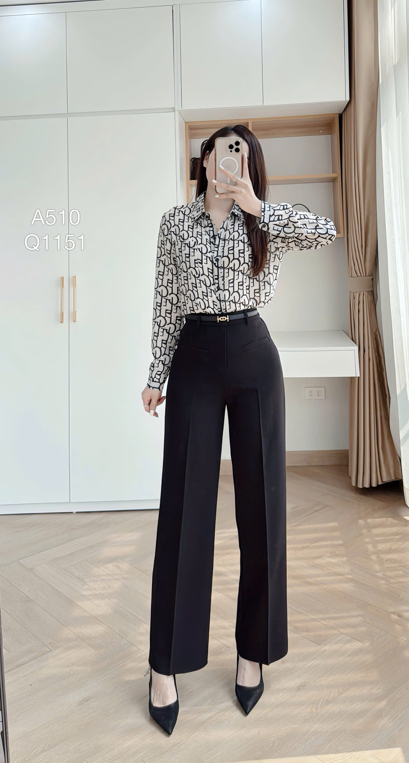 Q1151 Quần xuông 2 túi giả