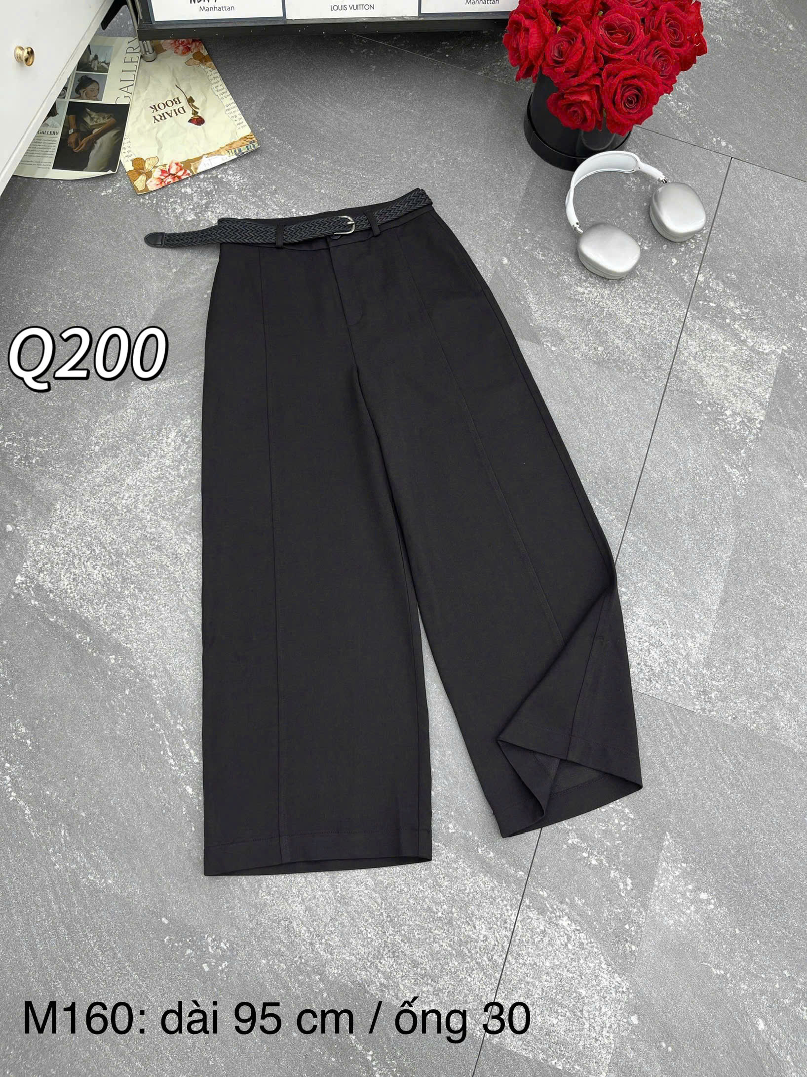 Q200 quần xuông vải xước gân giữa dài 95cm ống 30cm