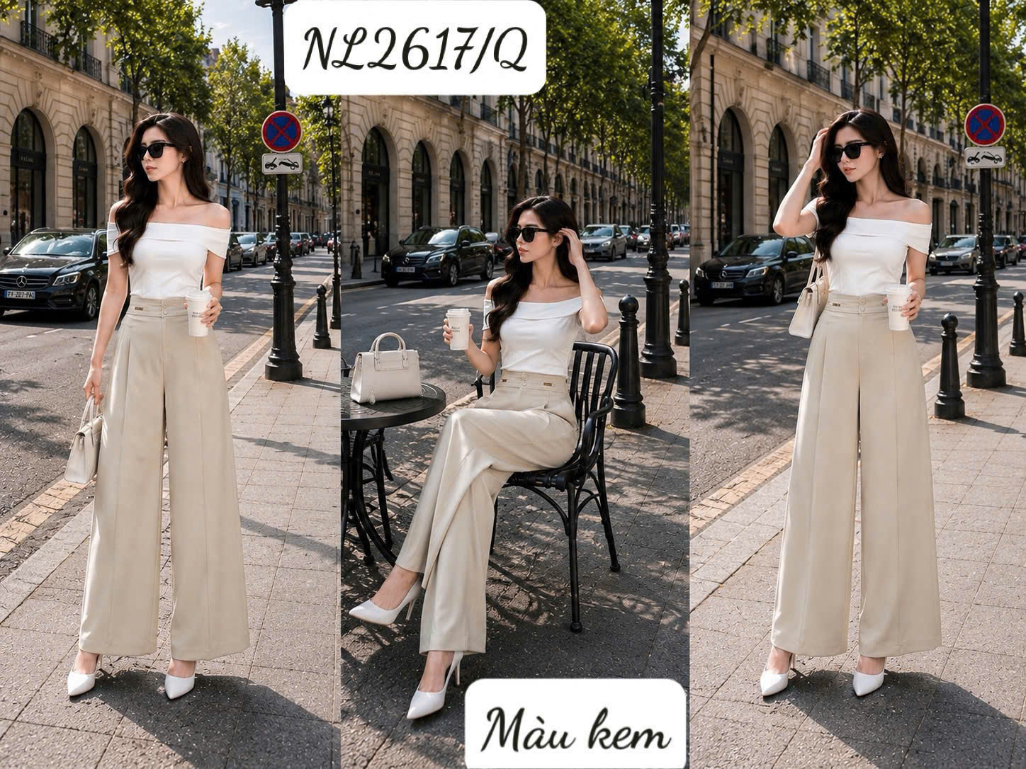 Q2617 Quần xuông cúc bọc tag vàng