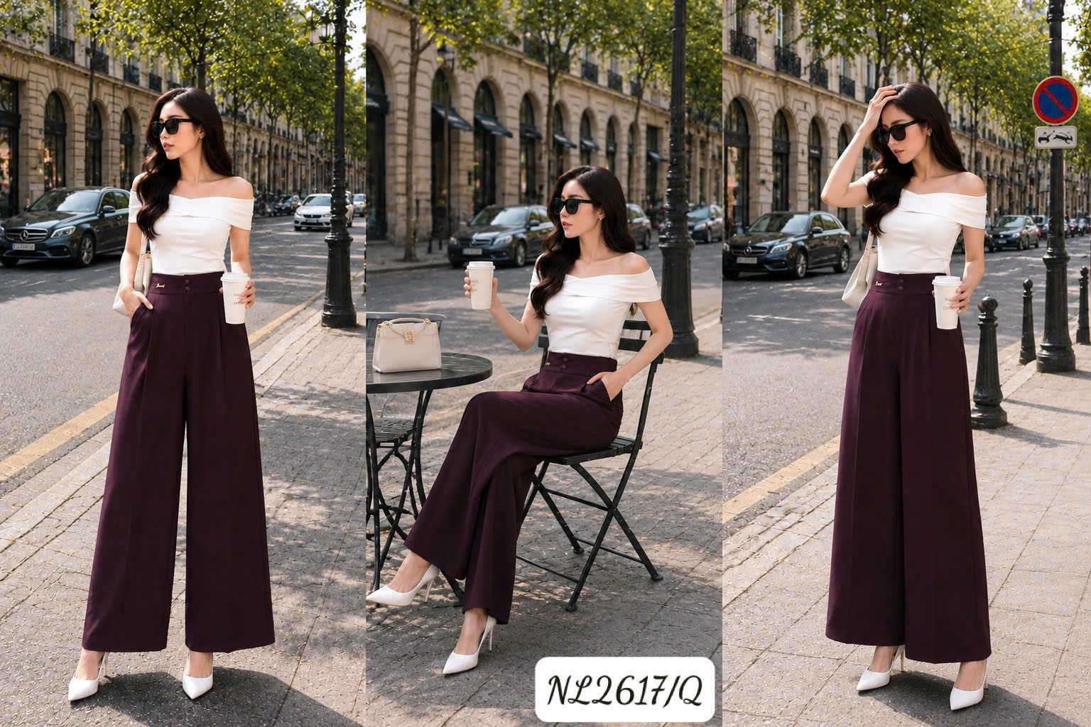 Q2617 Quần xuông cúc bọc tag vàng