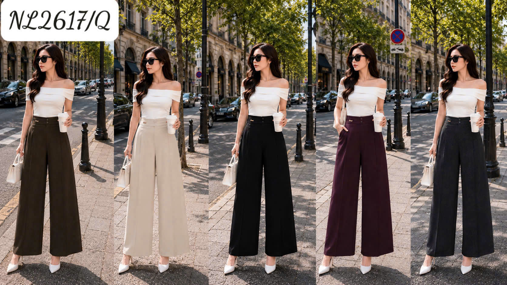 Q2617 Quần xuông cúc bọc tag vàng