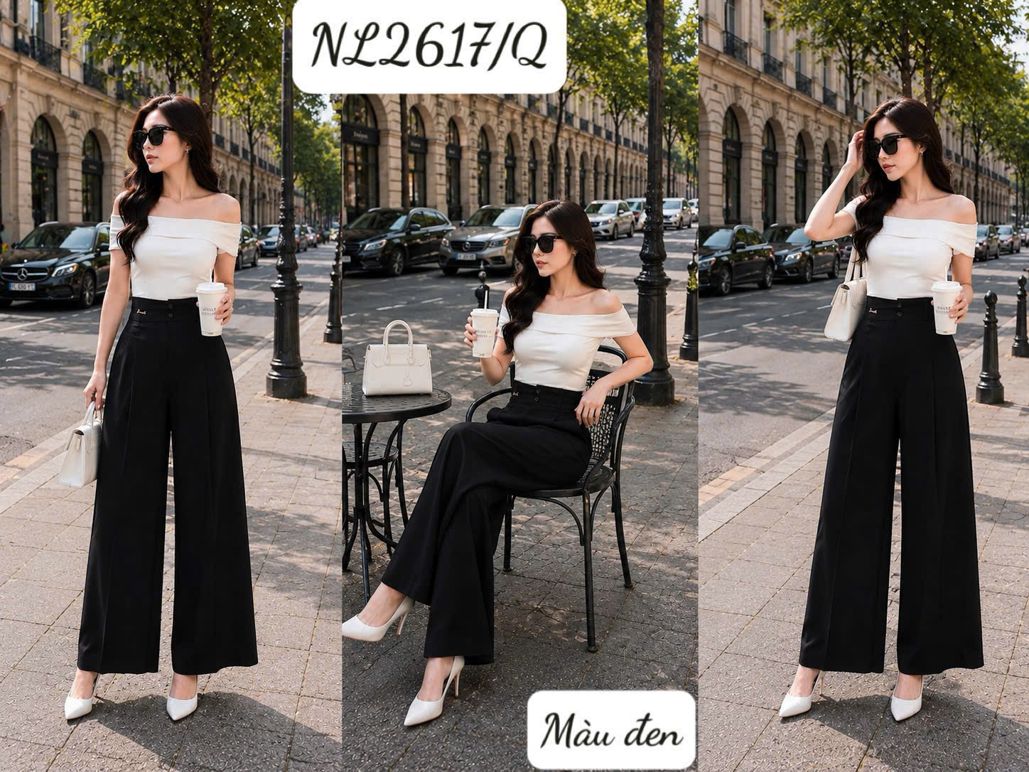 Q2617 Quần xuông cúc bọc tag vàng