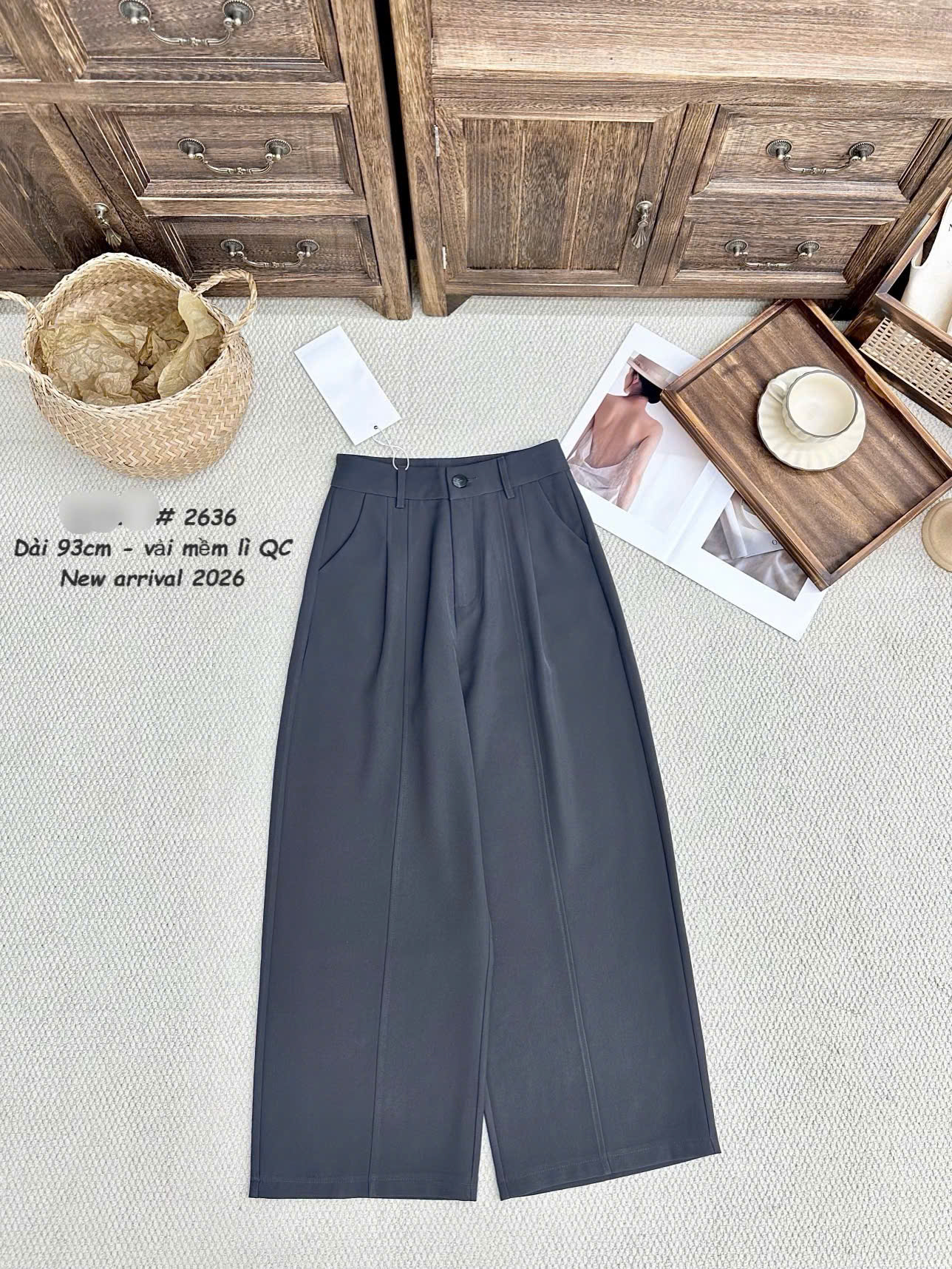 Q2636 Quần xuông ly nổi 93cm