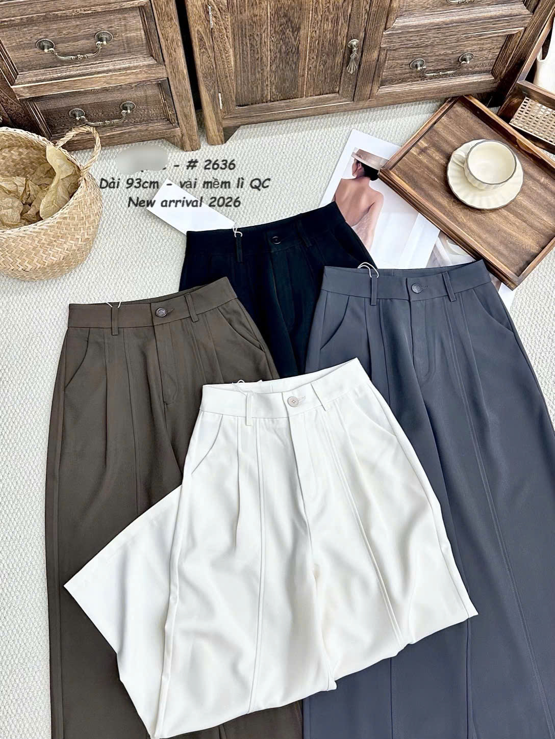 Q2636 Quần xuông ly nổi 93cm