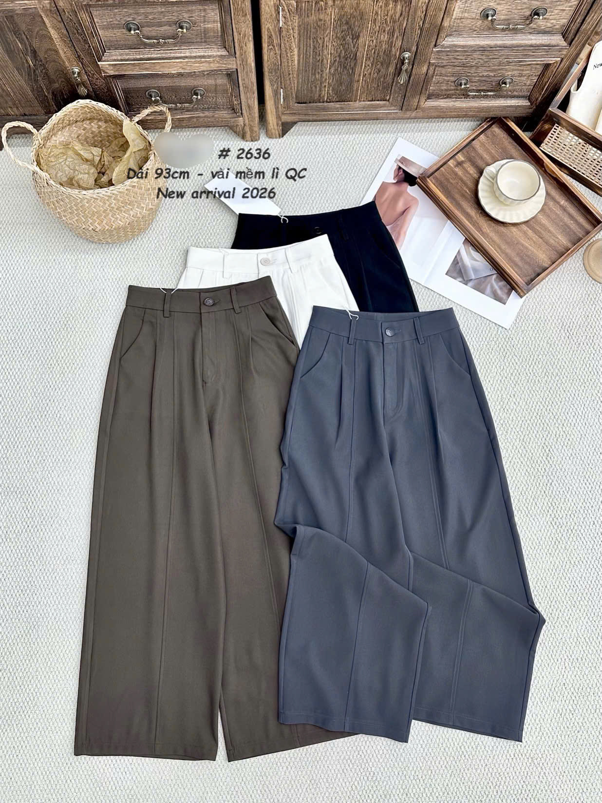 Q2636 Quần xuông ly nổi 93cm