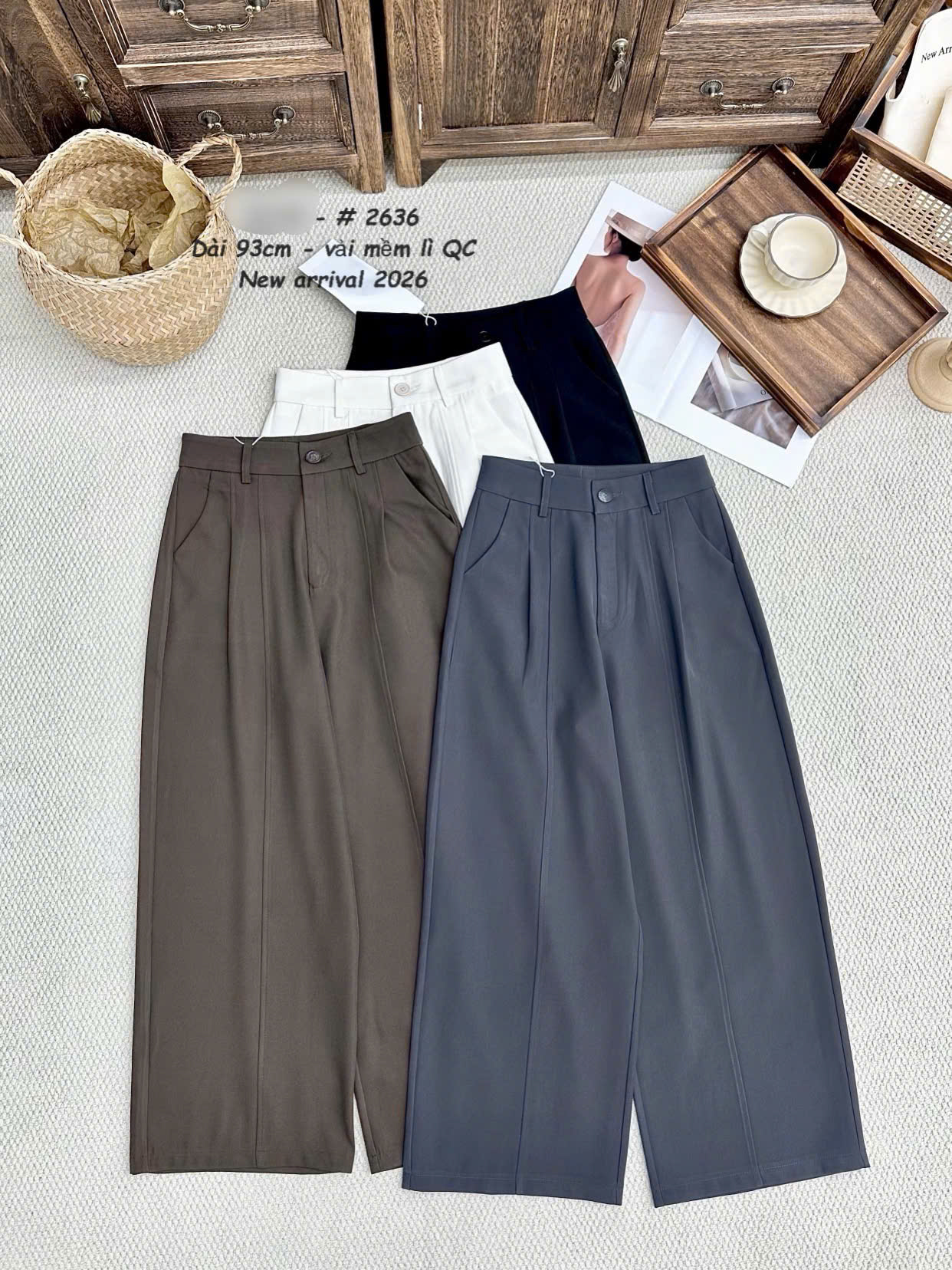 Q2636 Quần xuông ly nổi 93cm