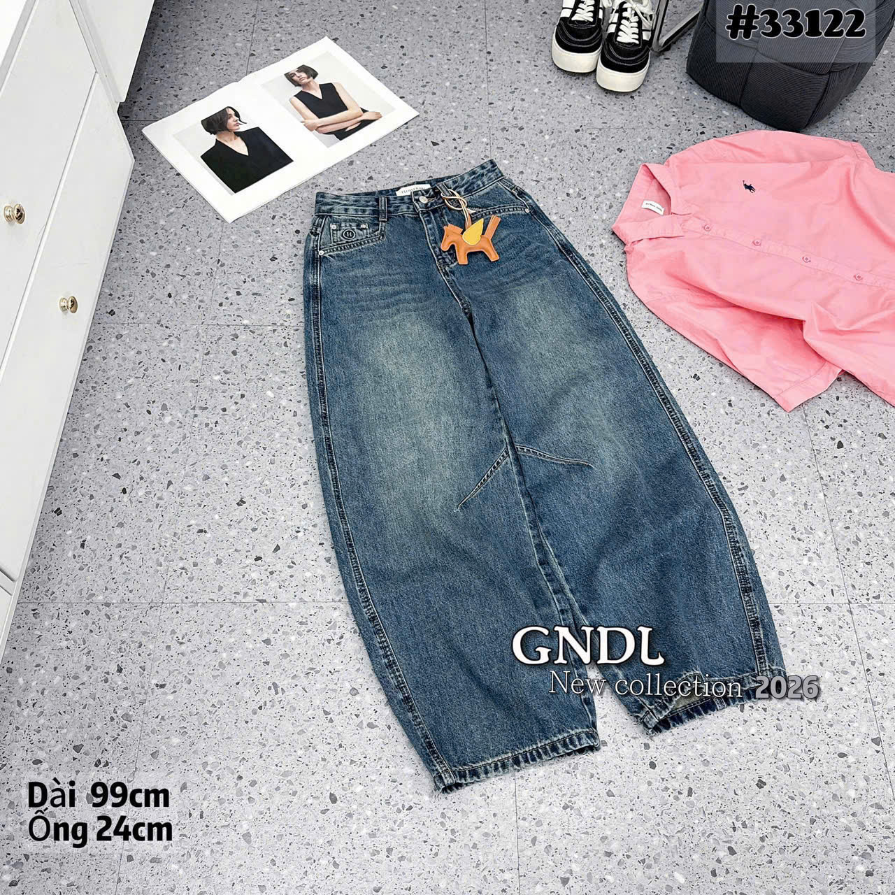 Q3122 Quần bò dây đeo ngựa