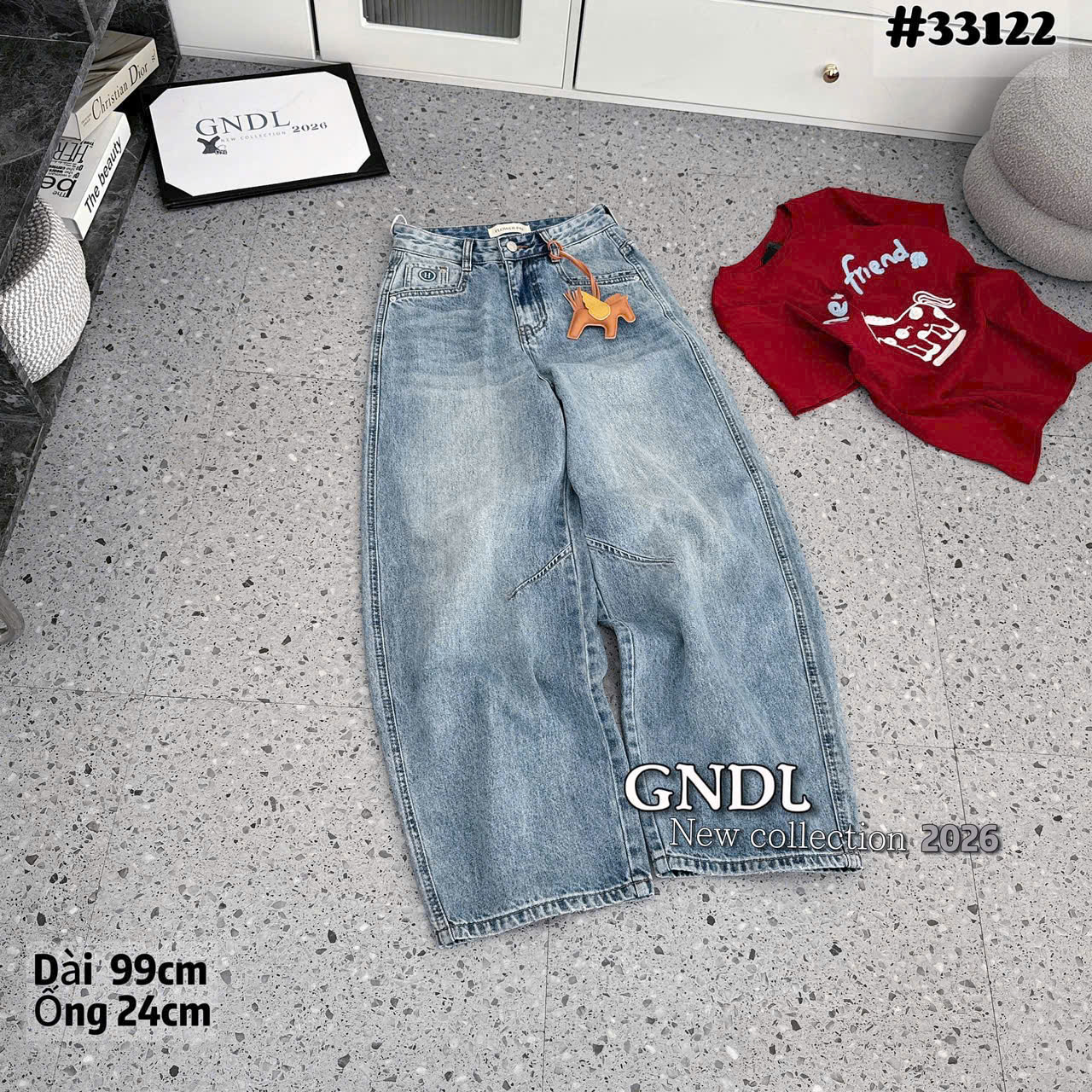Q3122 Quần bò dây đeo ngựa