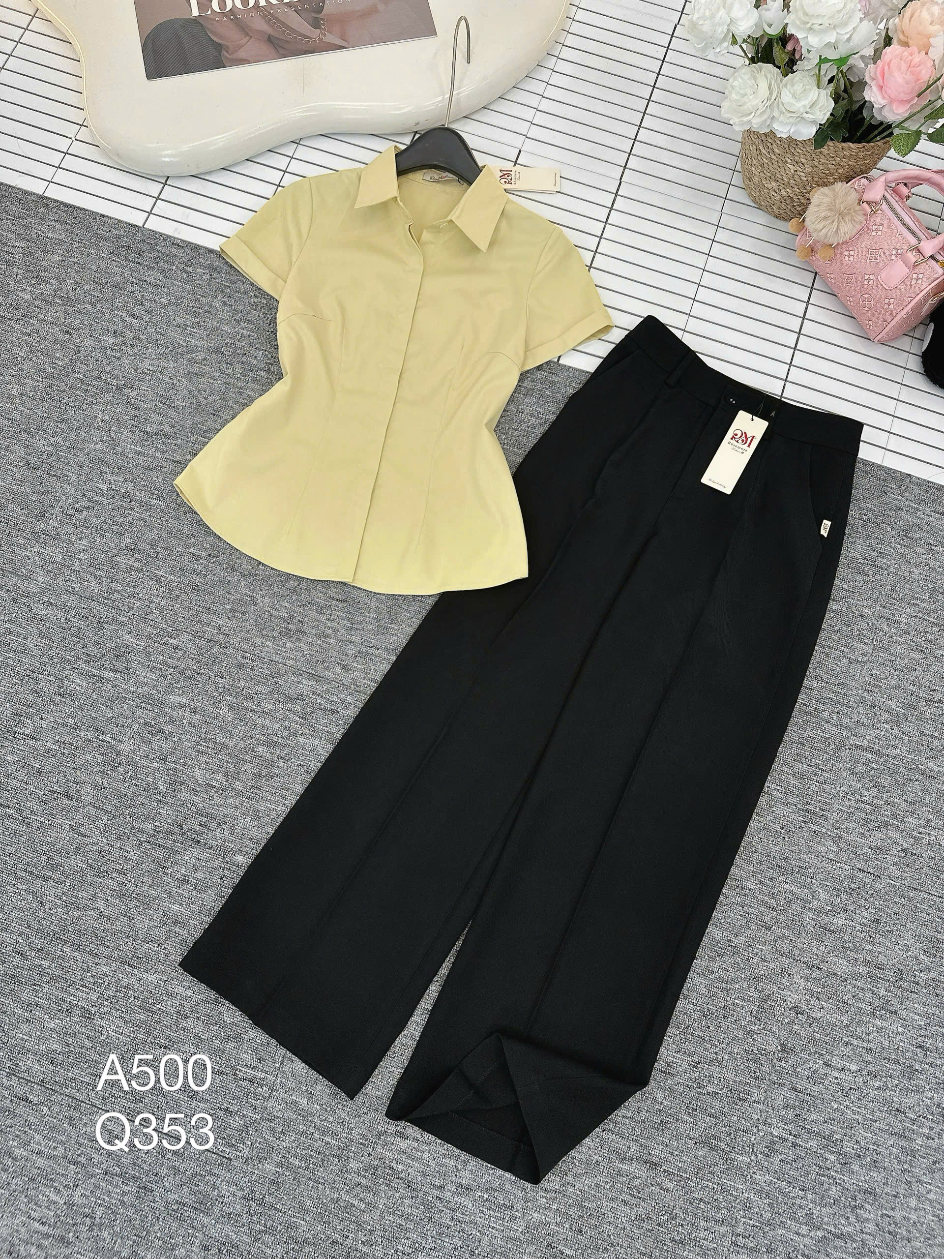 Q353 Quần xuông 1 cúc vàng dài 98cm
