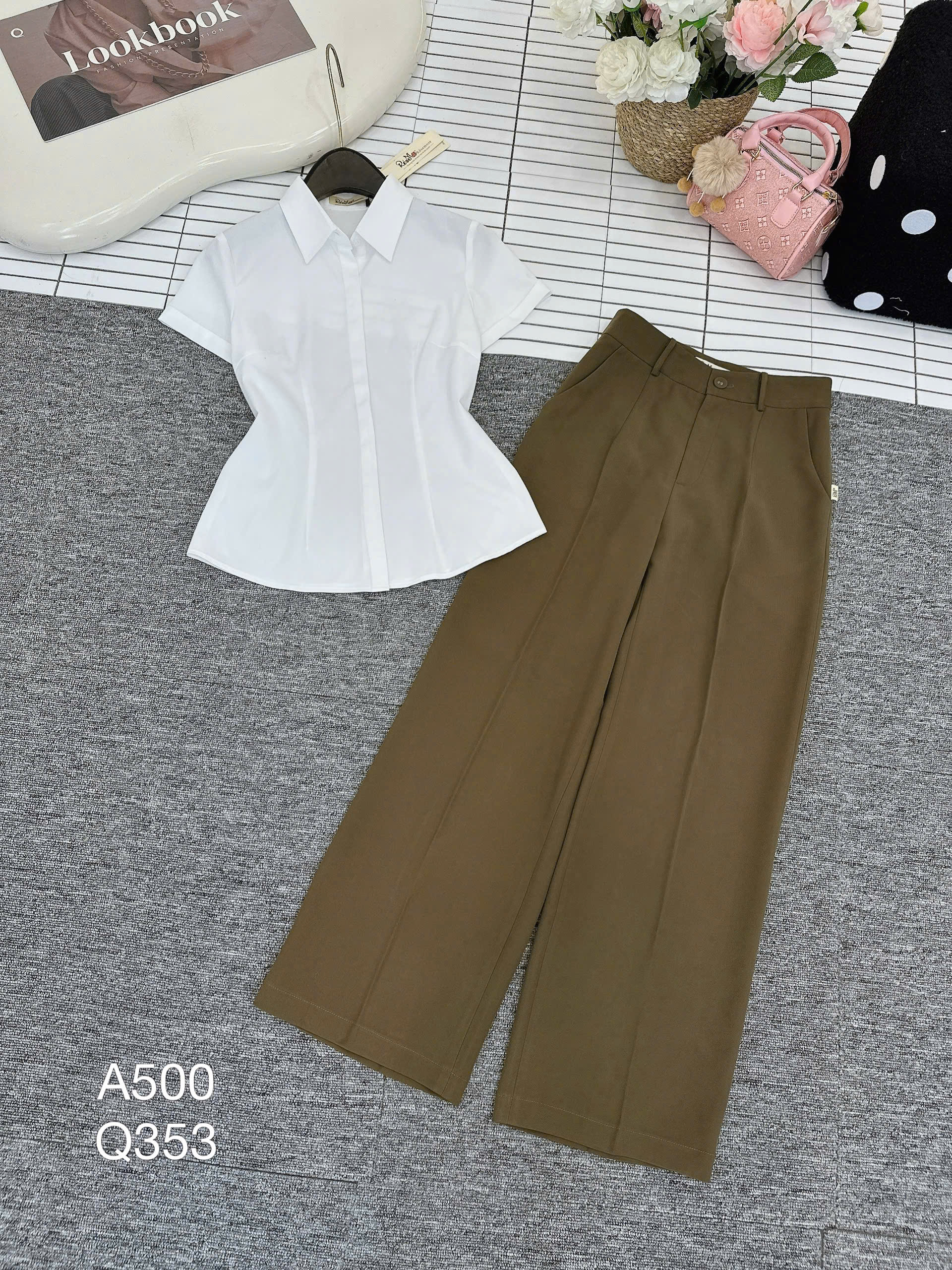 Q353 Quần xuông 1 cúc vàng dài 98cm