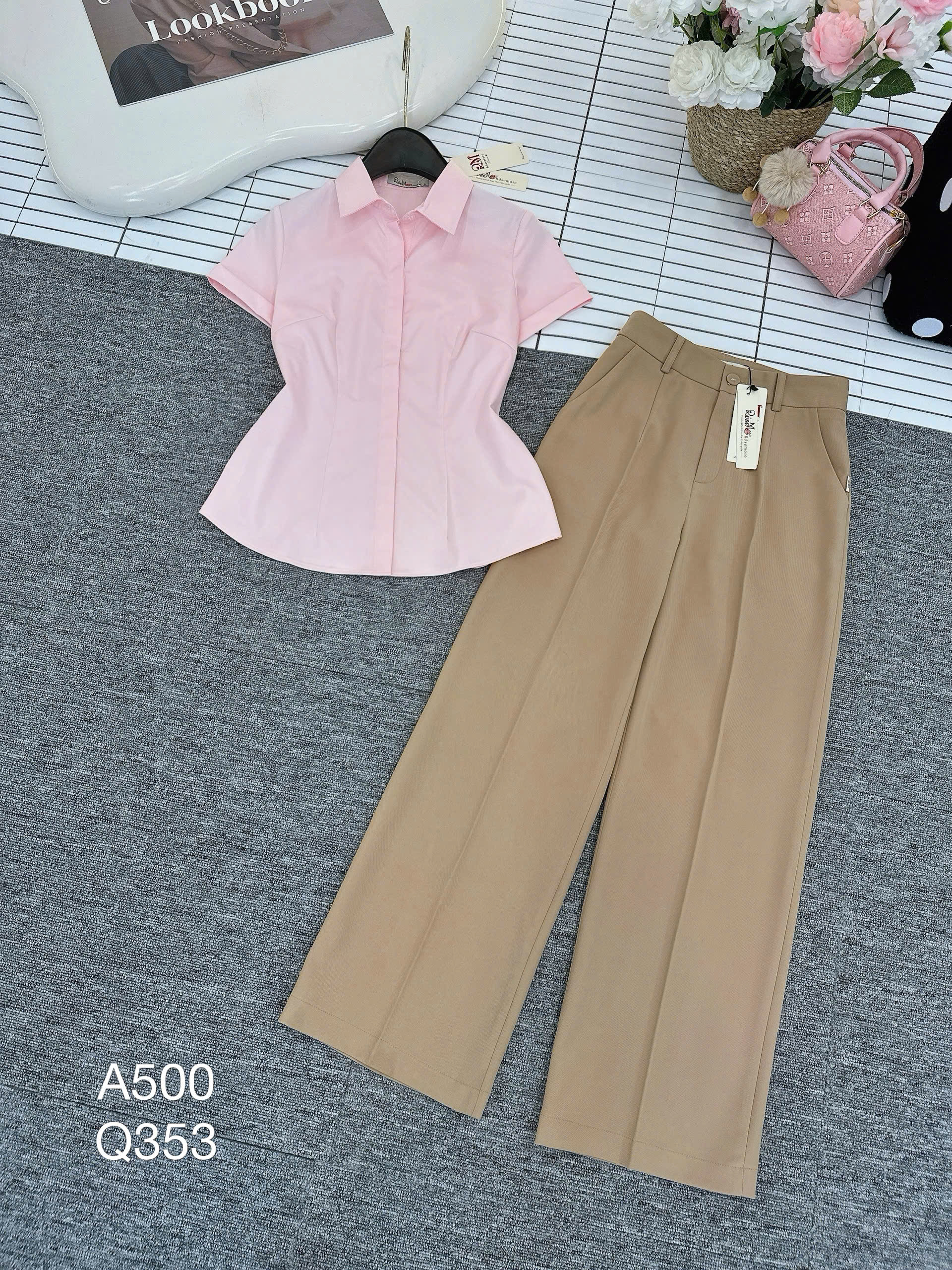 Q353 Quần xuông 1 cúc vàng dài 98cm