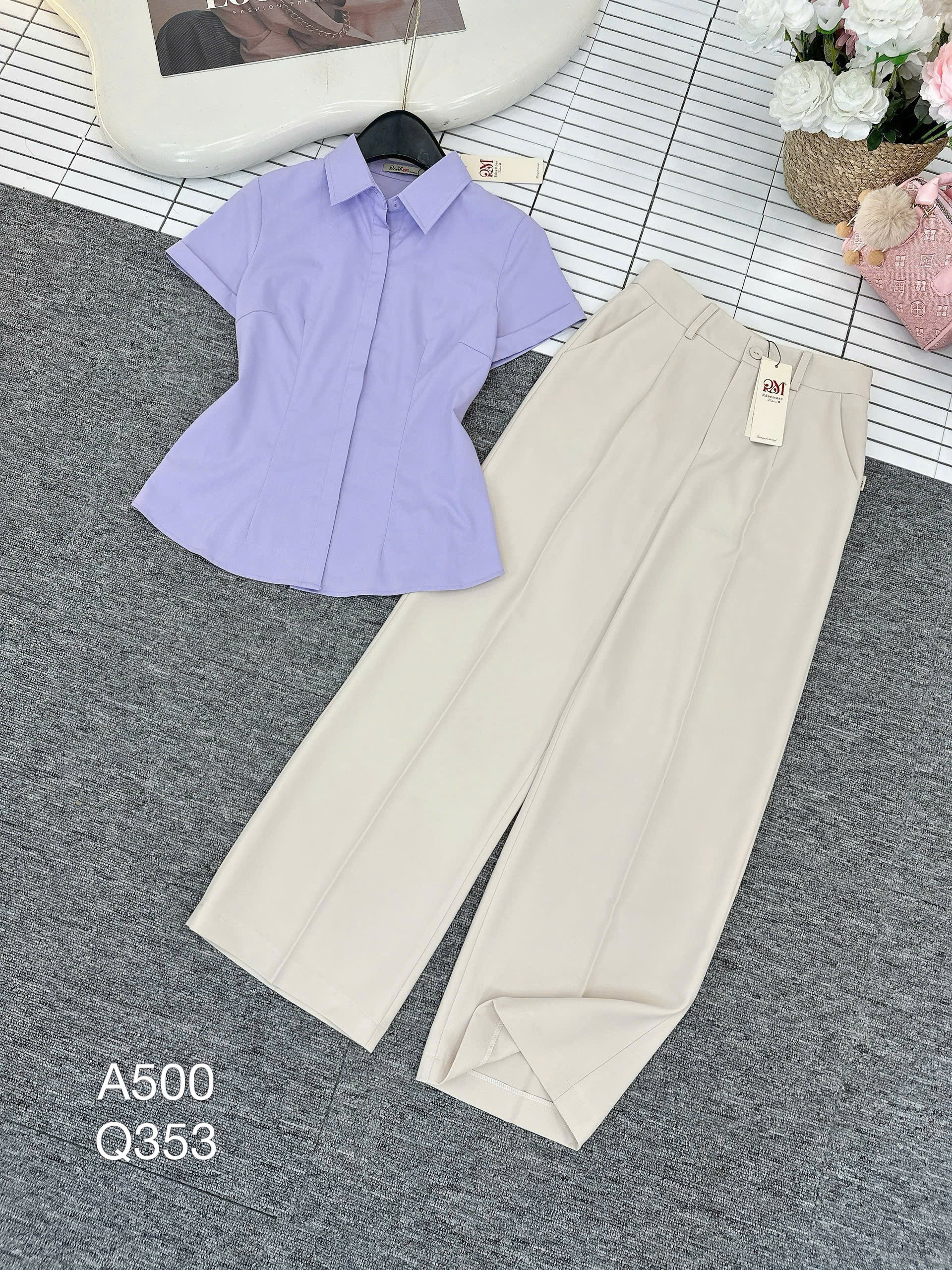 Q353 Quần xuông 1 cúc vàng dài 98cm