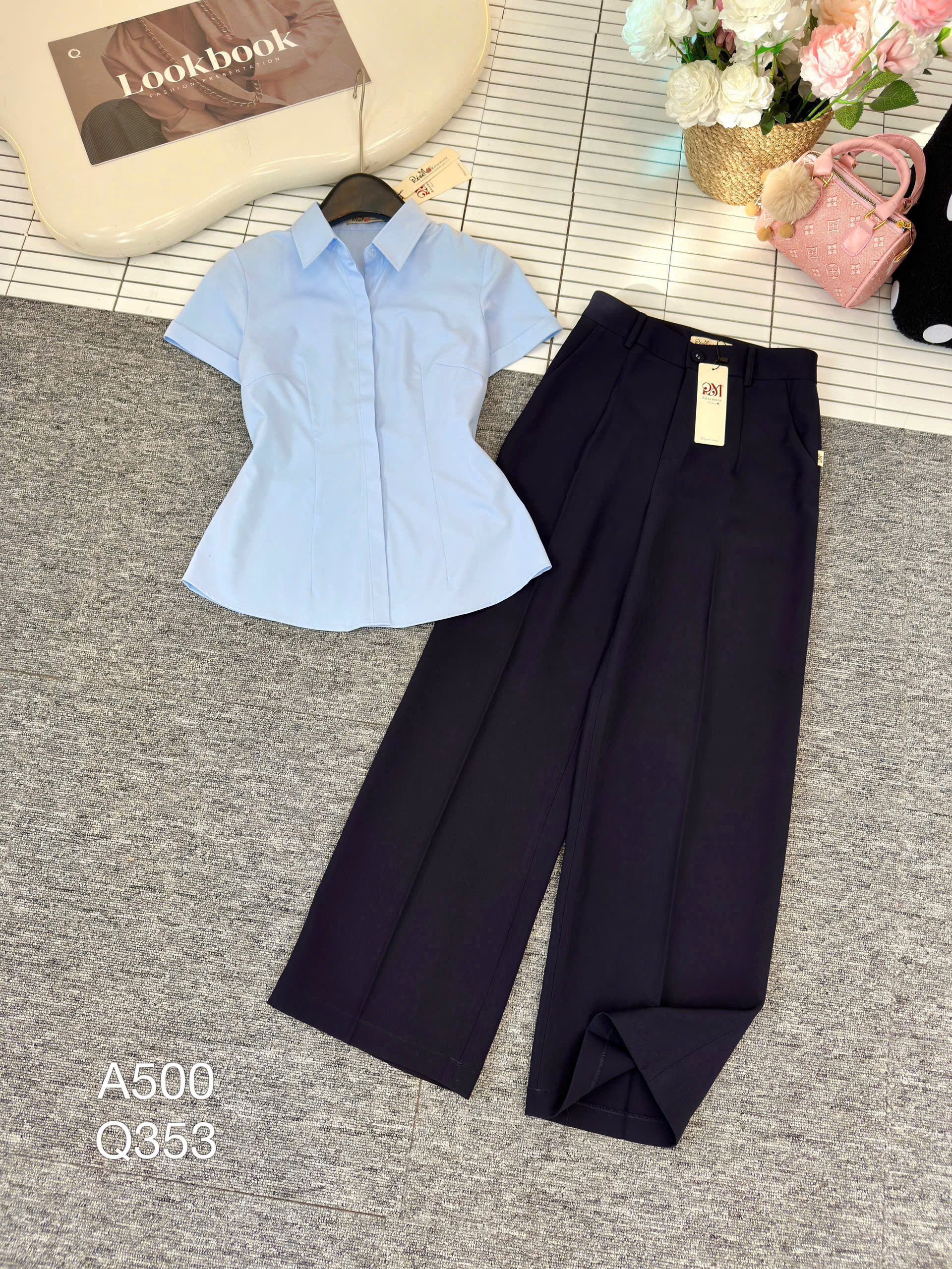 Q353 Quần xuông 1 cúc vàng dài 98cm