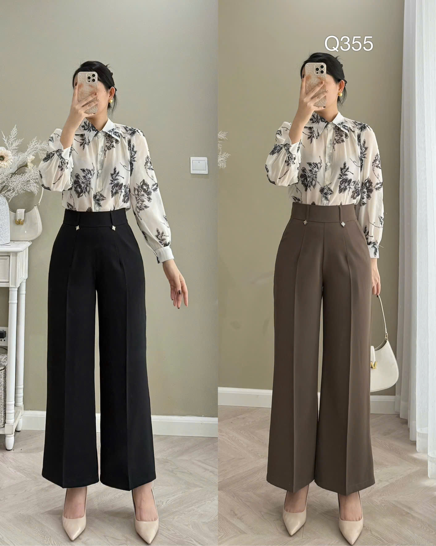 Q355 Quần xuông đỉa tag hoa
