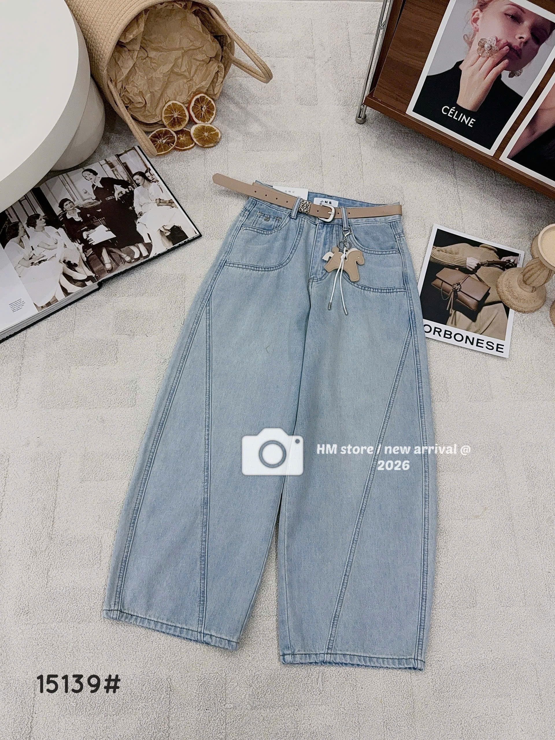 Q5139 Quần jean ống cong đai ngựa