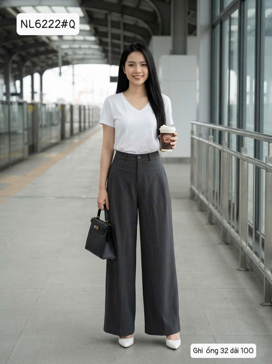 Q6222 Quần xuông 1 cúc 2 túi giả