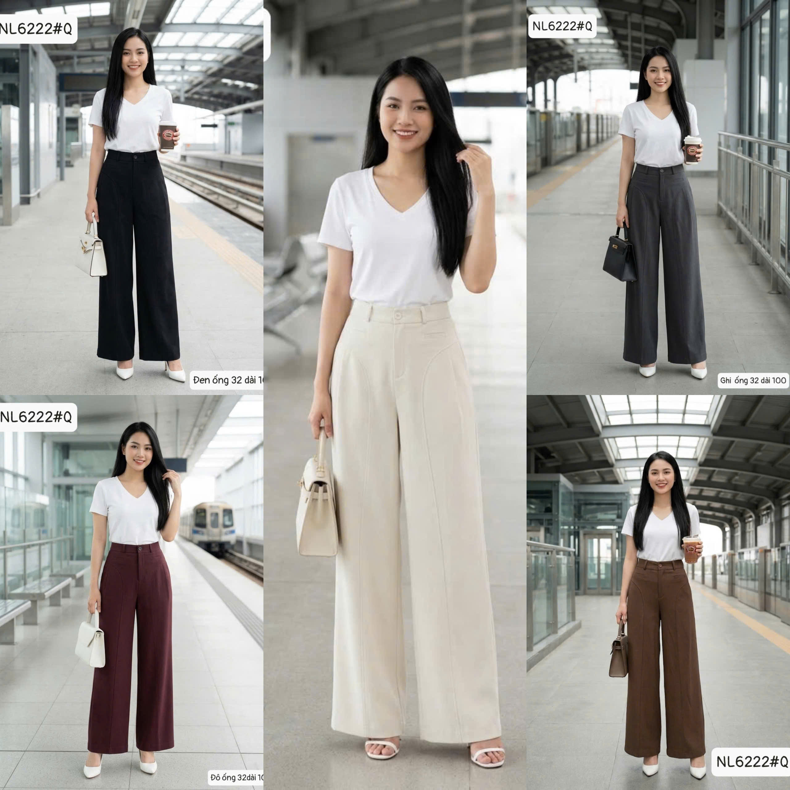 Q6222 Quần xuông 1 cúc 2 túi giả