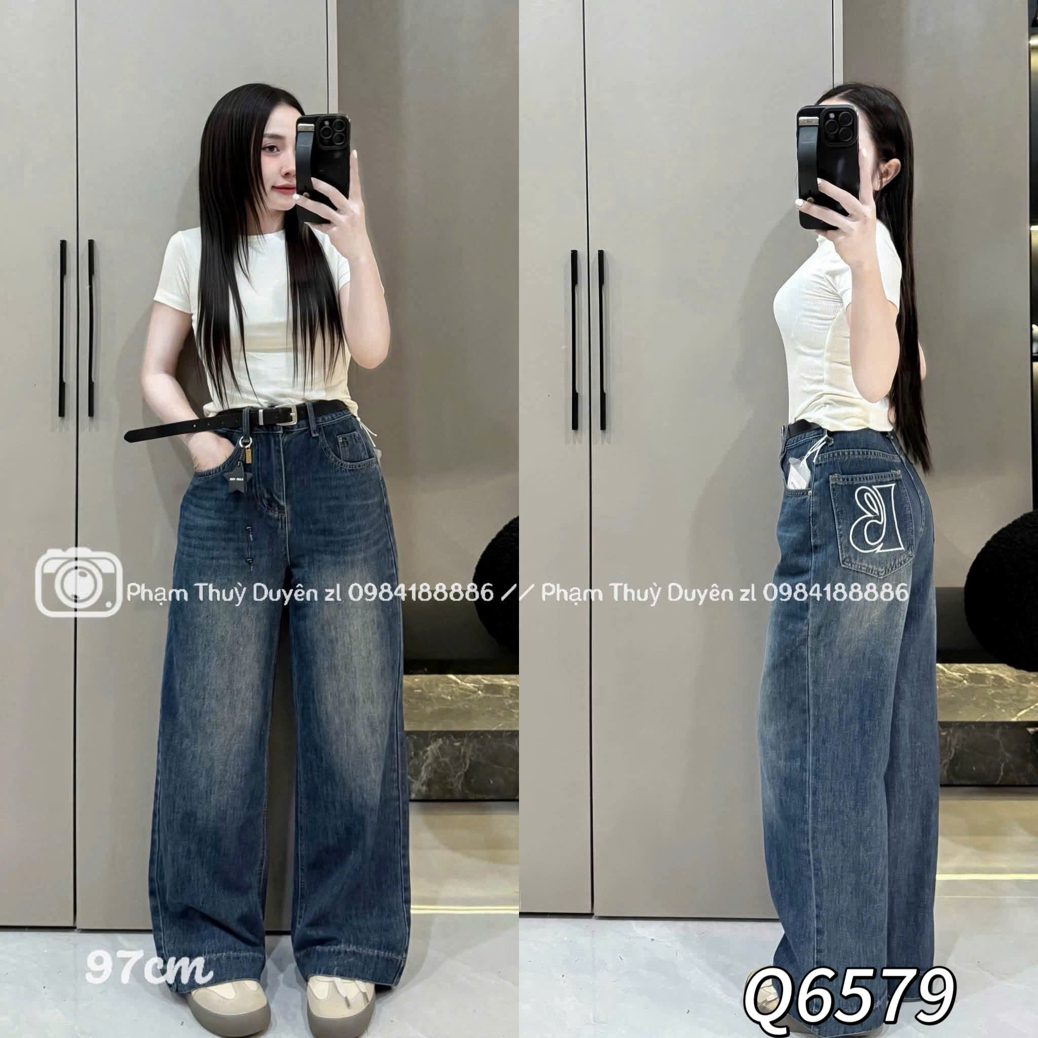 Q6579 Quần jeans túi chữ B