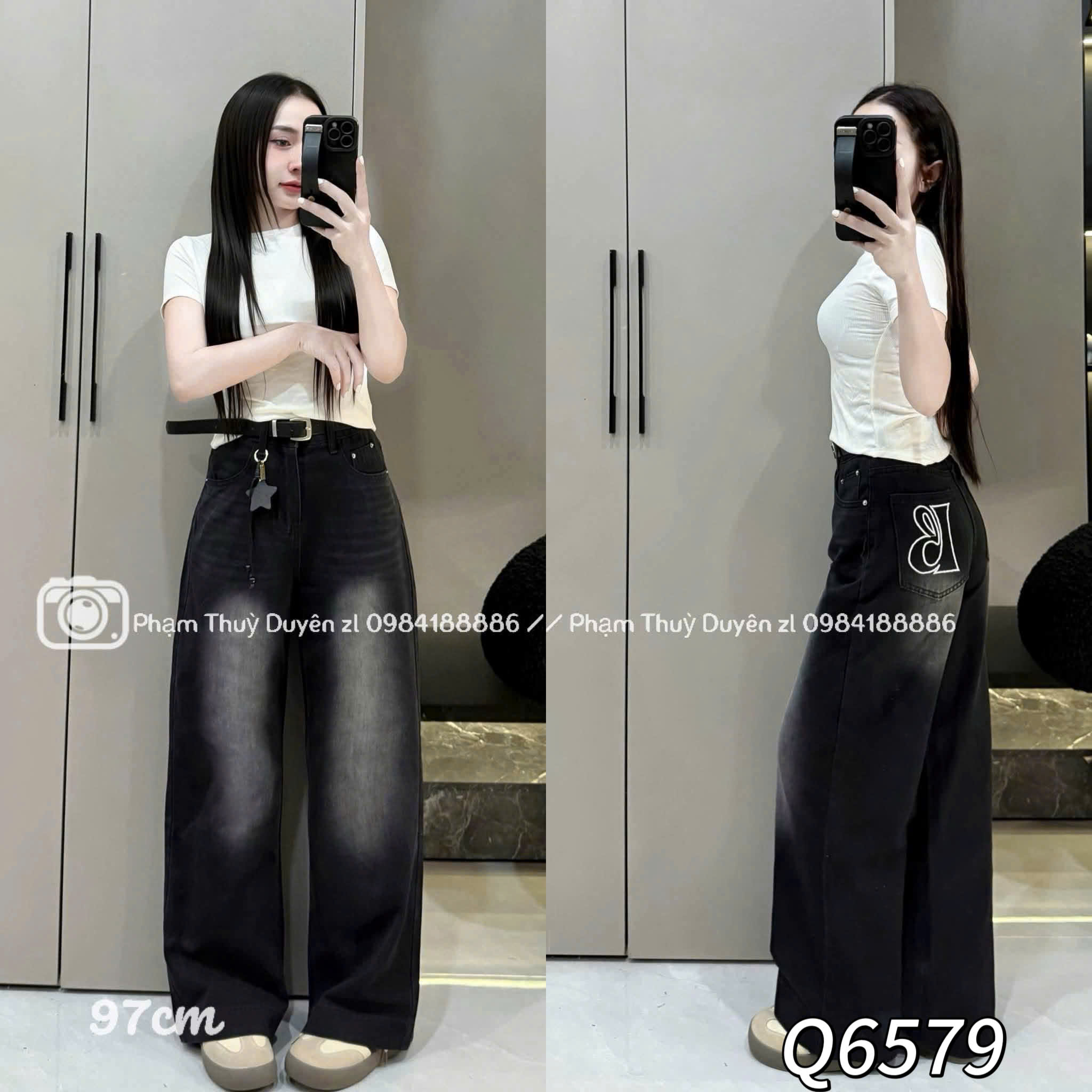 Q6579 Quần jeans túi chữ B