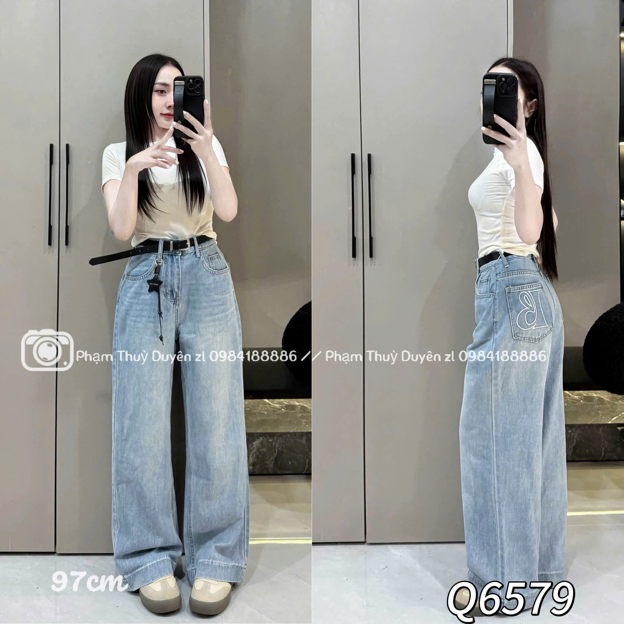 Q6579 Quần jeans túi chữ B
