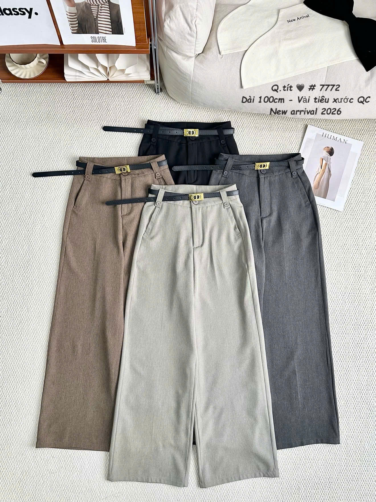 Q7772 Quần xuông kèm đai CD