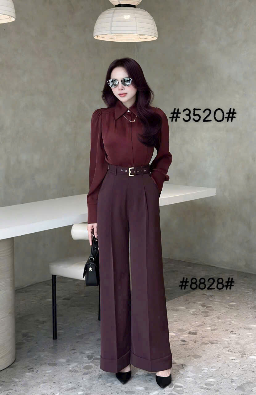 Q8828 quần ống gập kèm đai