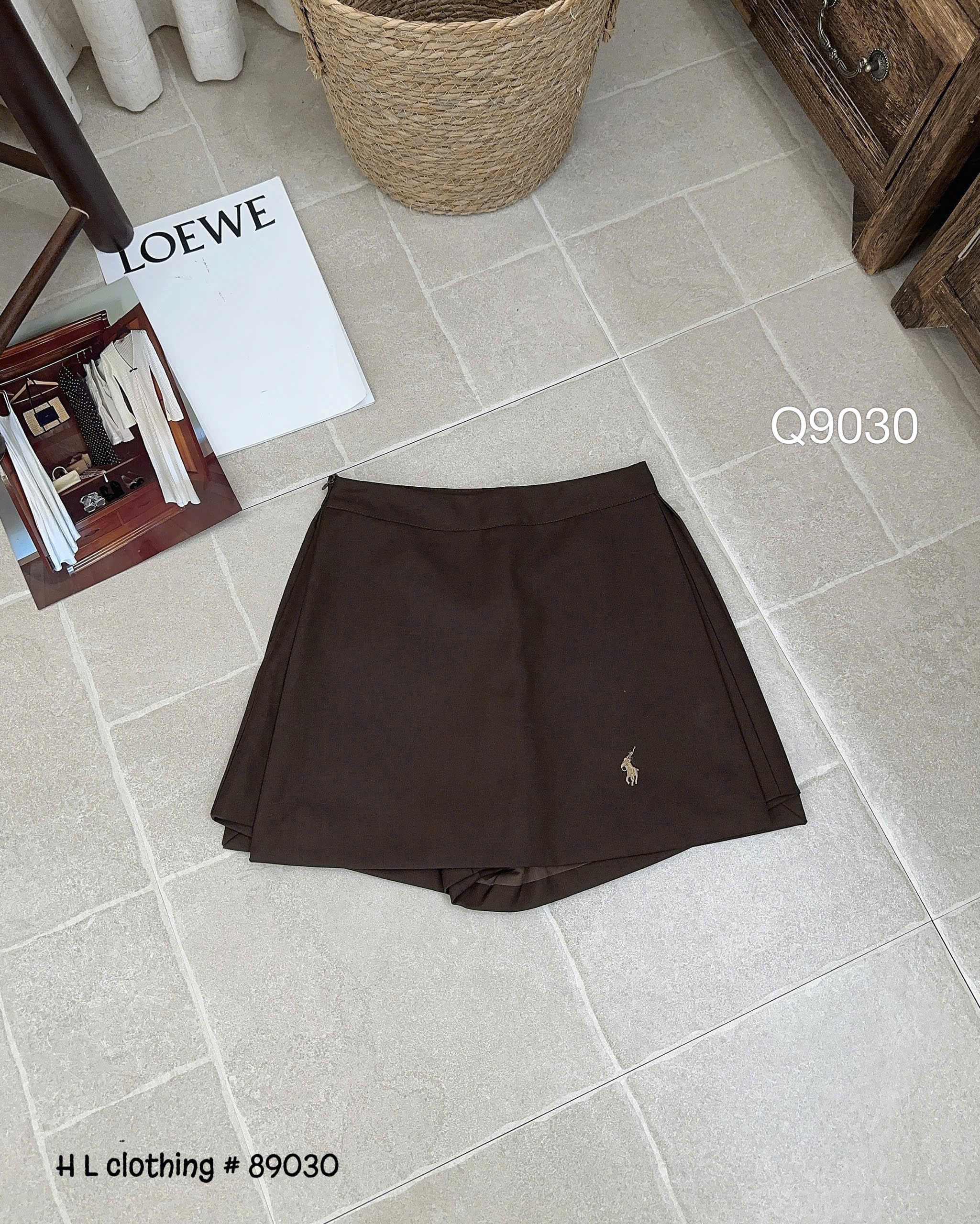 Q9030 quần giả váy thêu ngựa