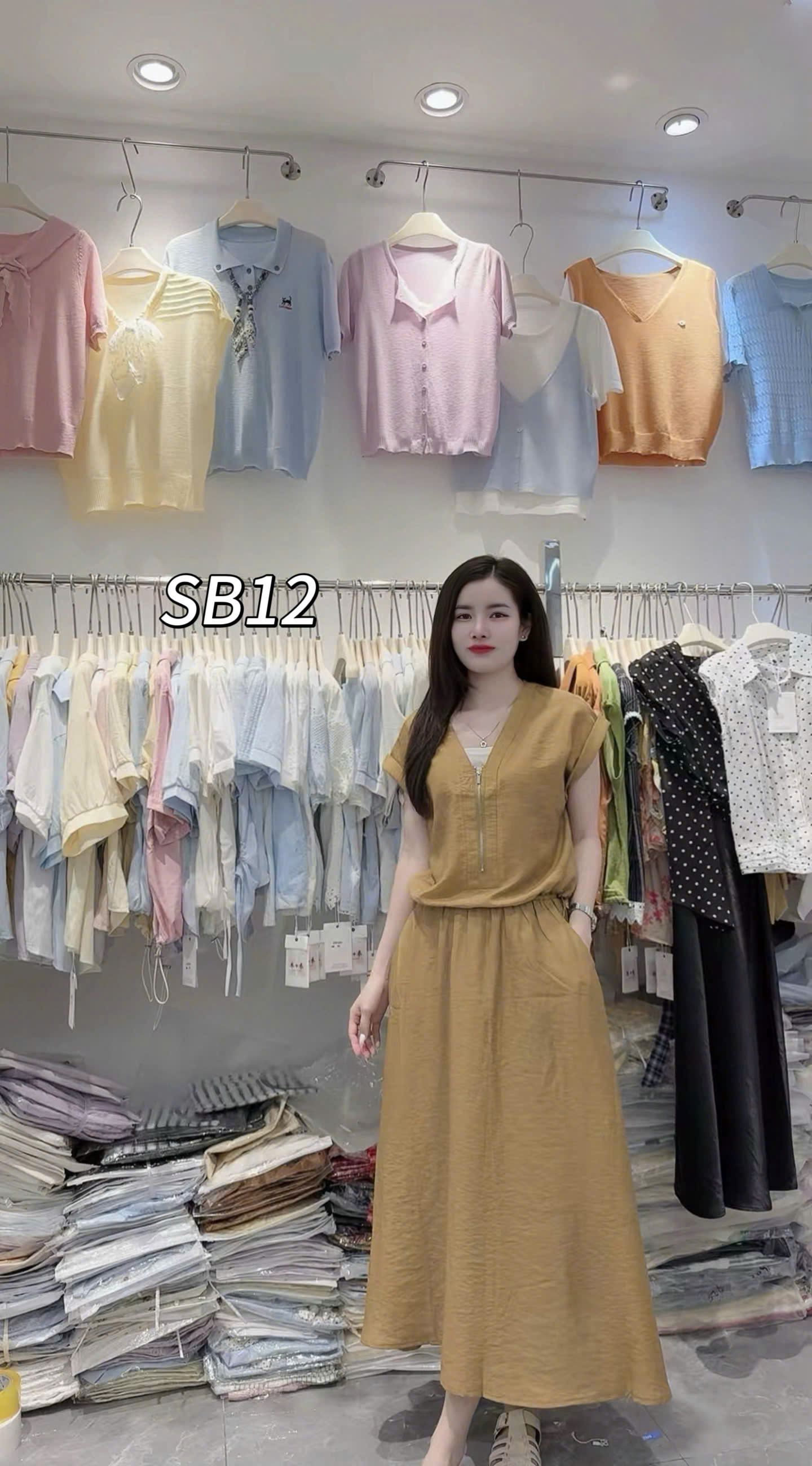 SB12 Sét váy áo cổ khóa