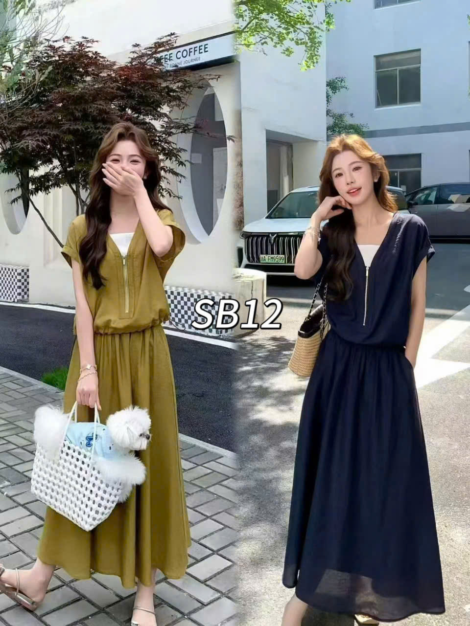 SB12 Sét váy áo cổ khóa