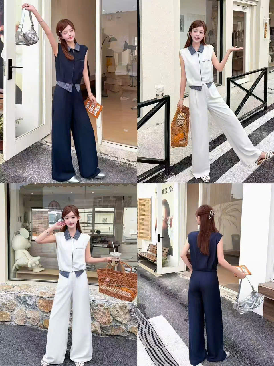 SB1520 Set bộ áo sát nách quần xuông phối caro