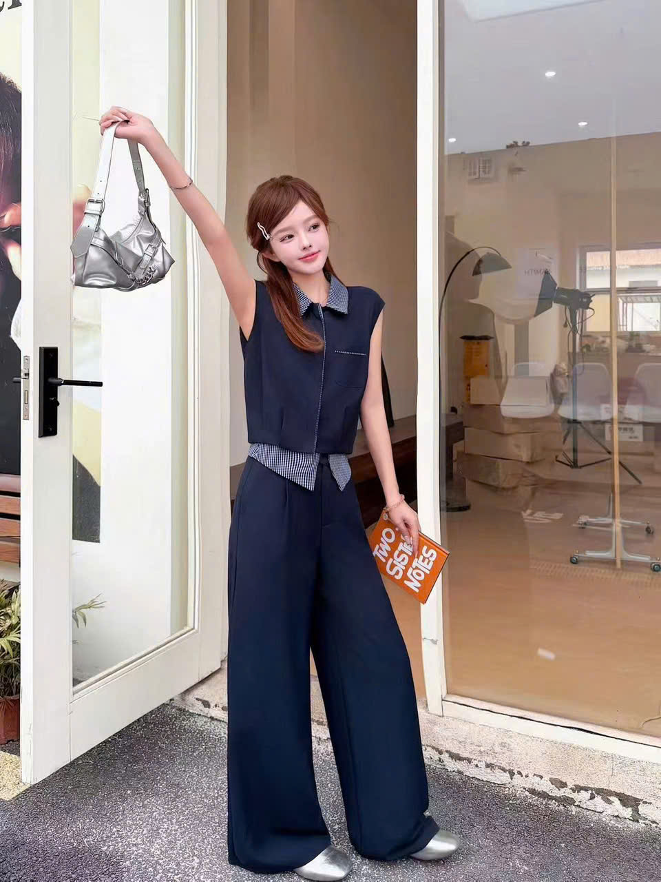 SB1520 Set bộ áo sát nách quần xuông phối caro