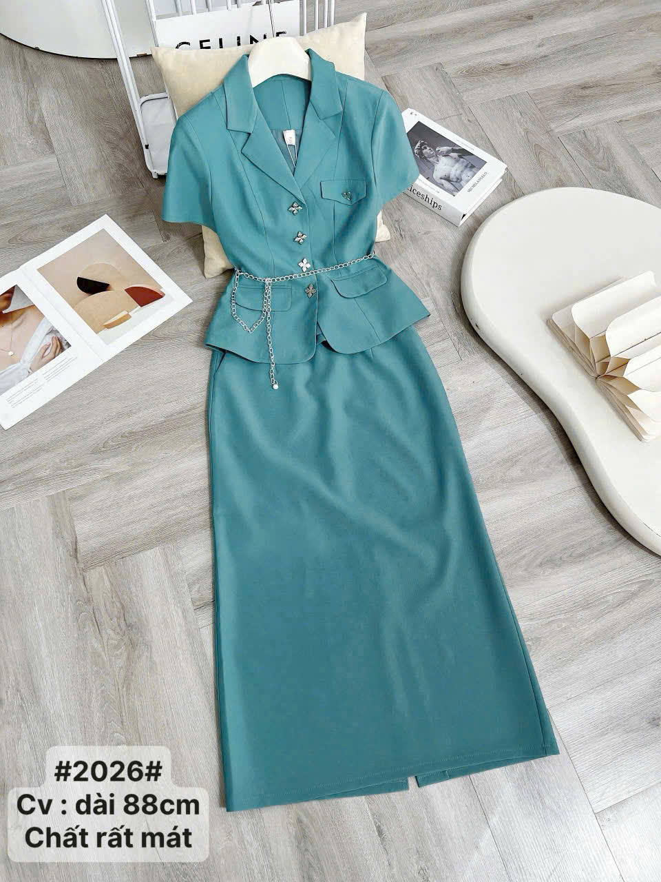 SB2026 set áo vest cộc cv dài 88