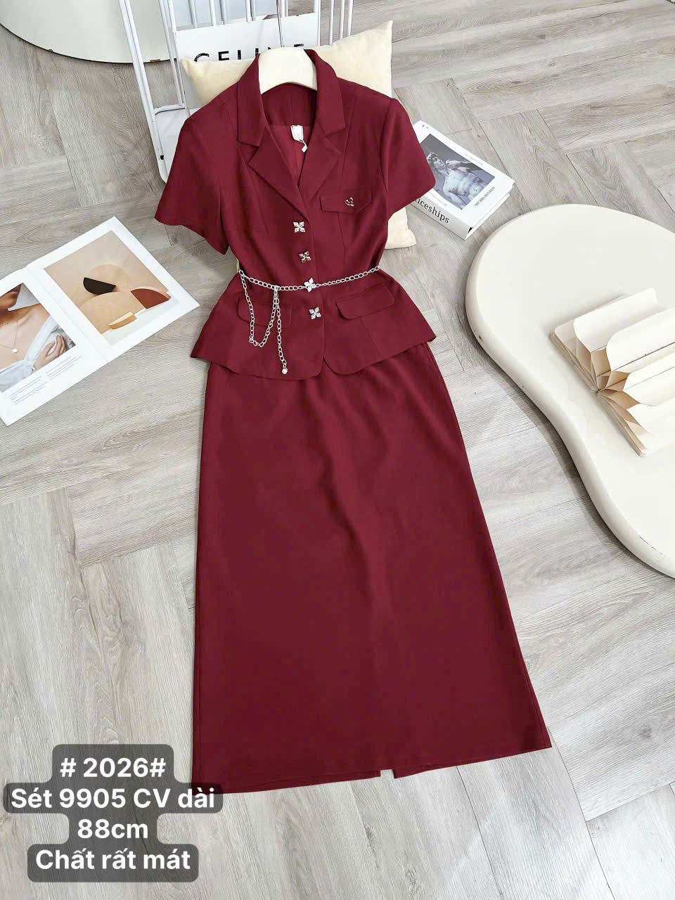 SB2026 set áo vest cộc cv dài 88
