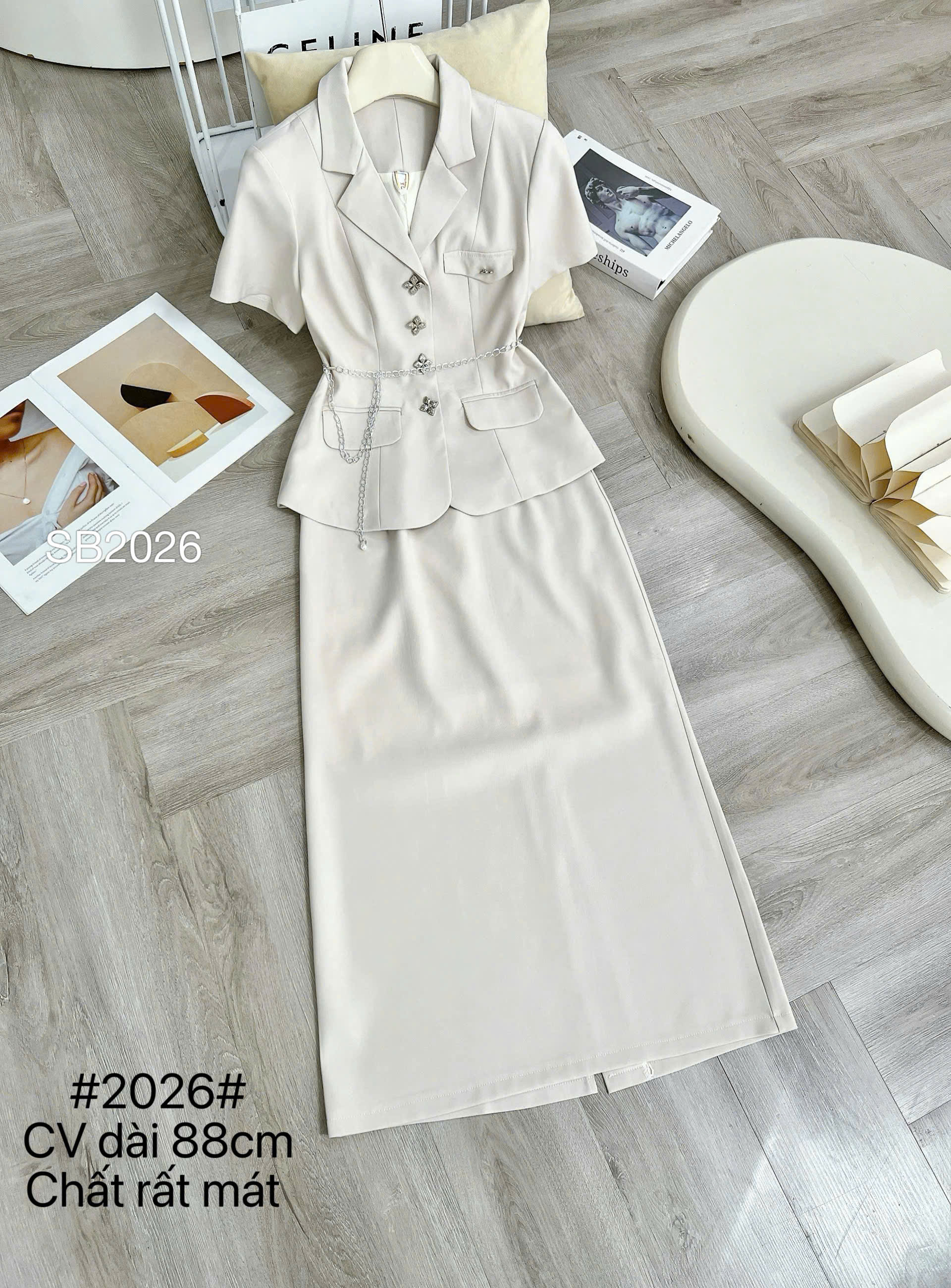 SB2026 set áo vest cộc cv dài 88