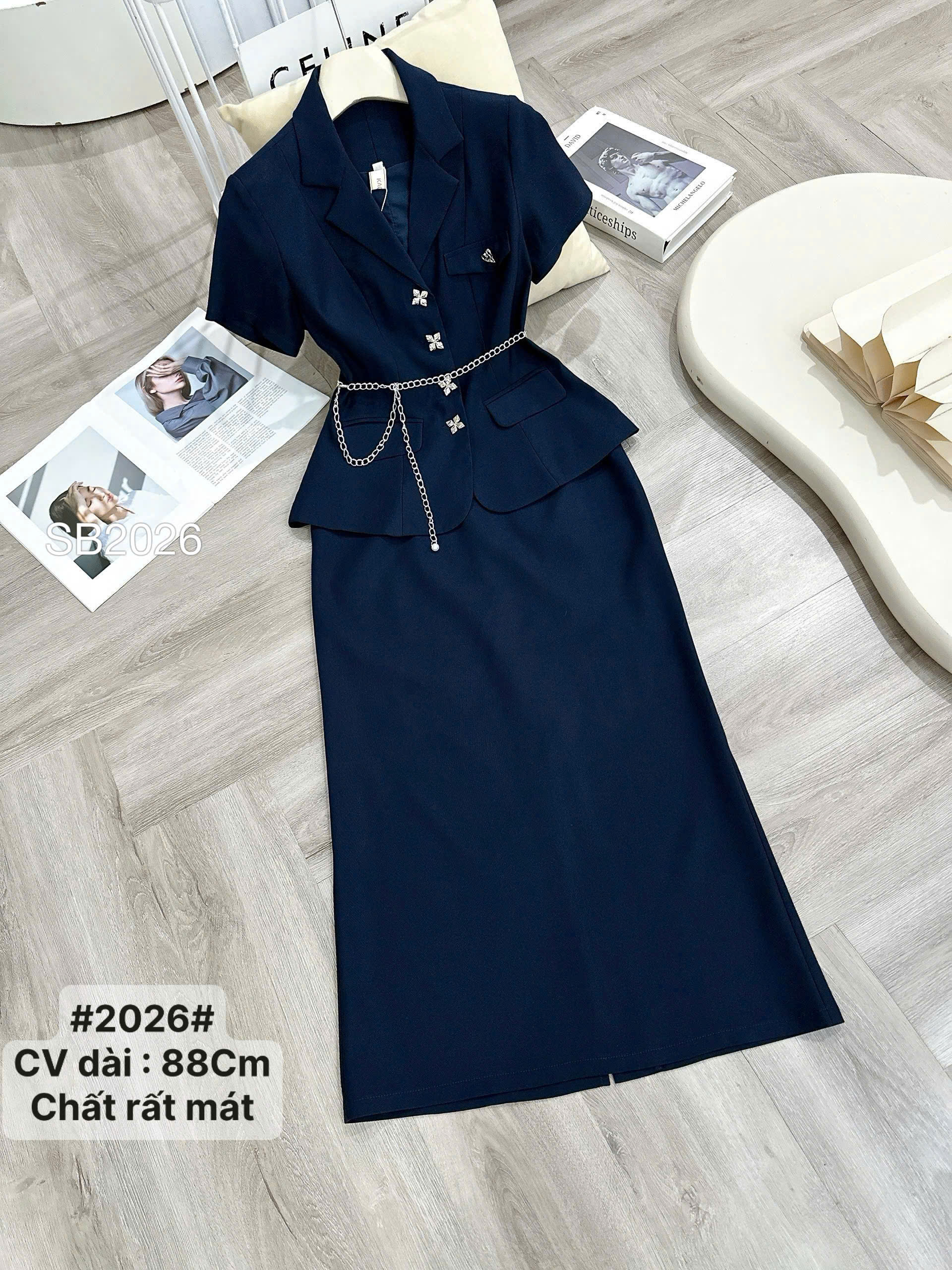 SB2026 set áo vest cộc cv dài 88