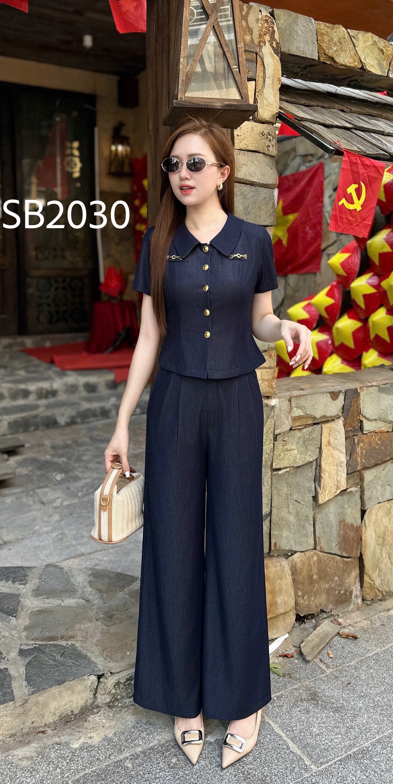 SB2030 Sét bộ quần xuông áo túi xích