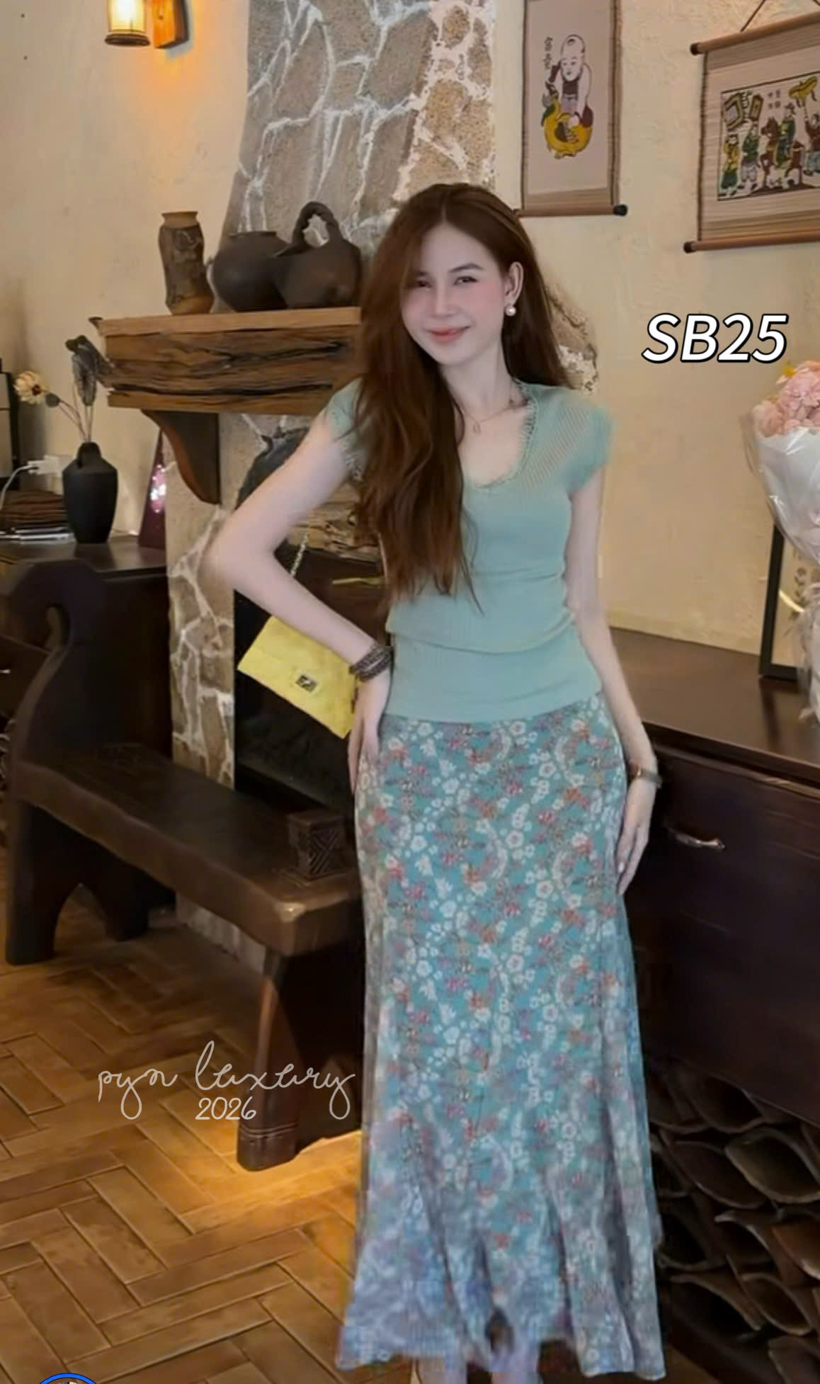 SB25 Sét bộ váy hoa Y JIA