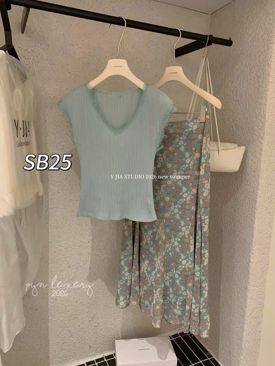 SB25 Sét bộ váy hoa Y JIA