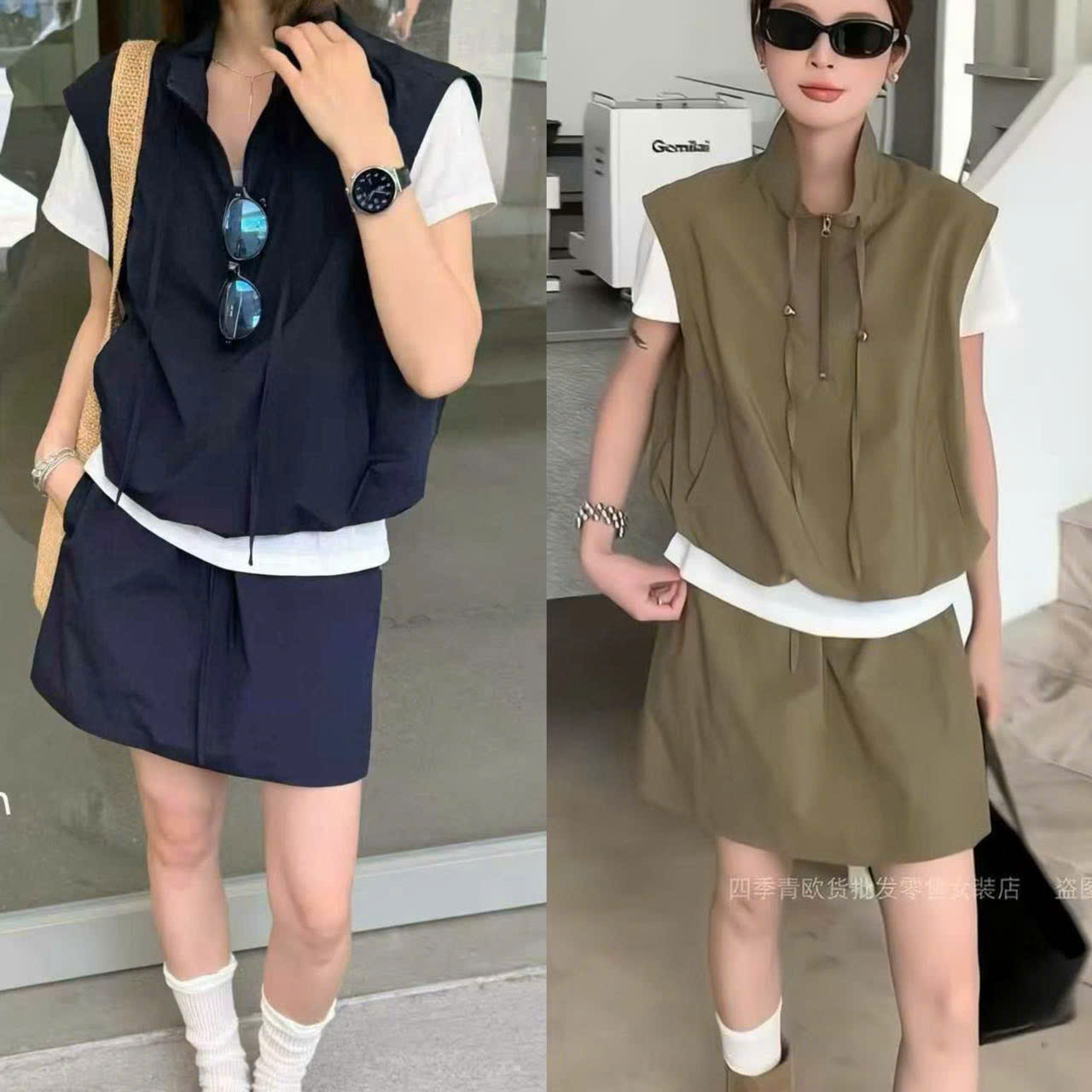 SB2630 Set gile chân váy áo phông
