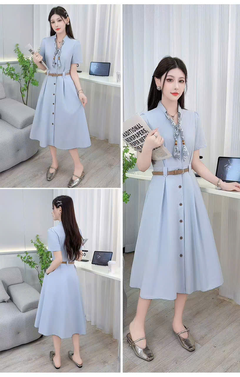 SB26812 Set váy kèm đai khăn cổ