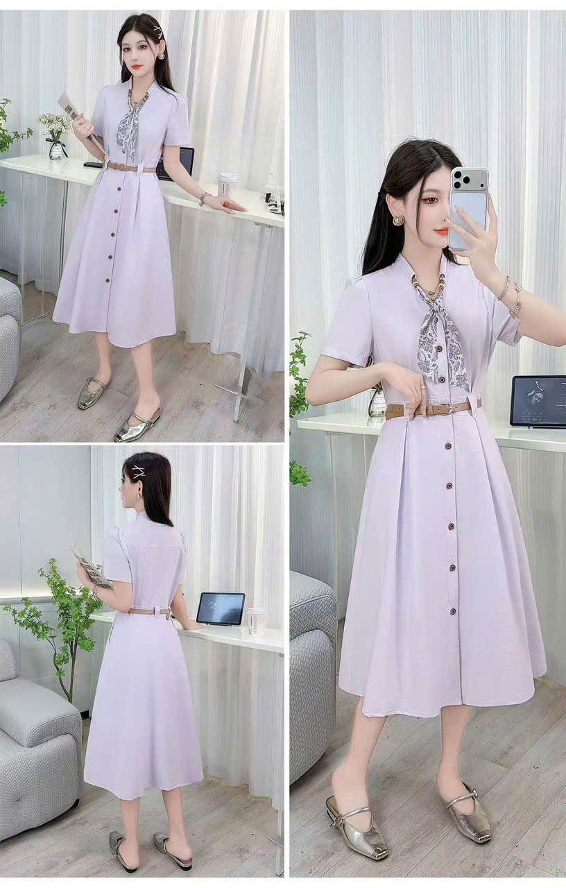 SB26812 Set váy kèm đai khăn cổ