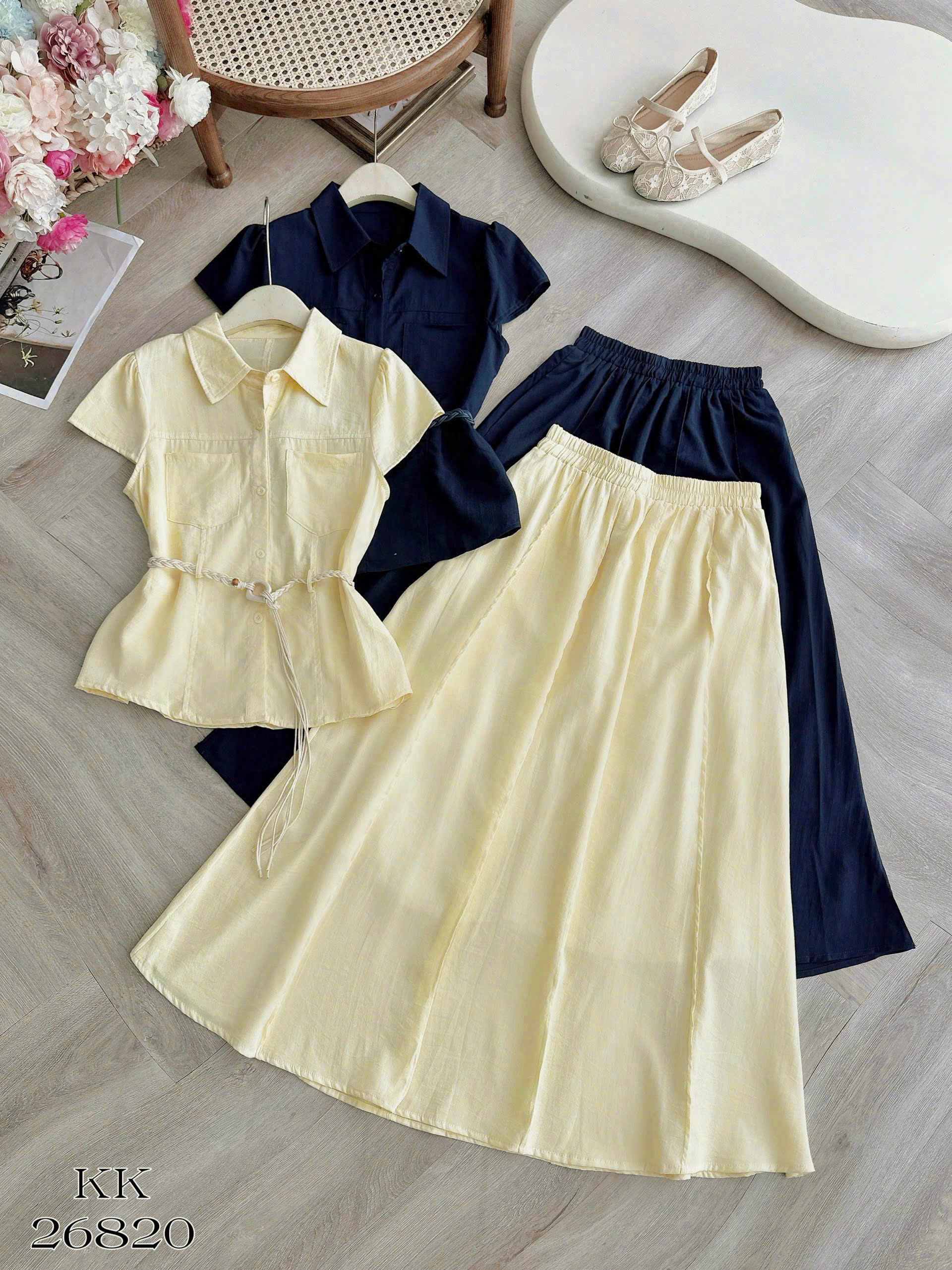 SB26820 Set váy liền túi ngực