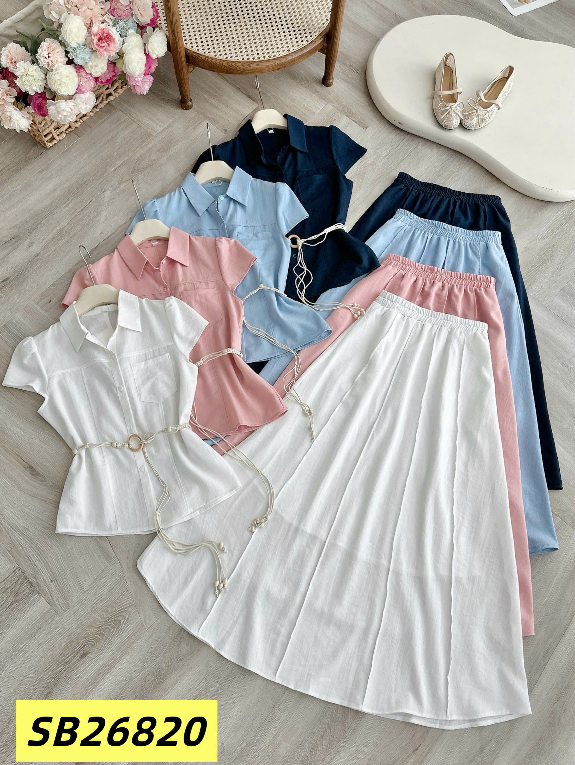 SB26820 Set váy liền túi ngực