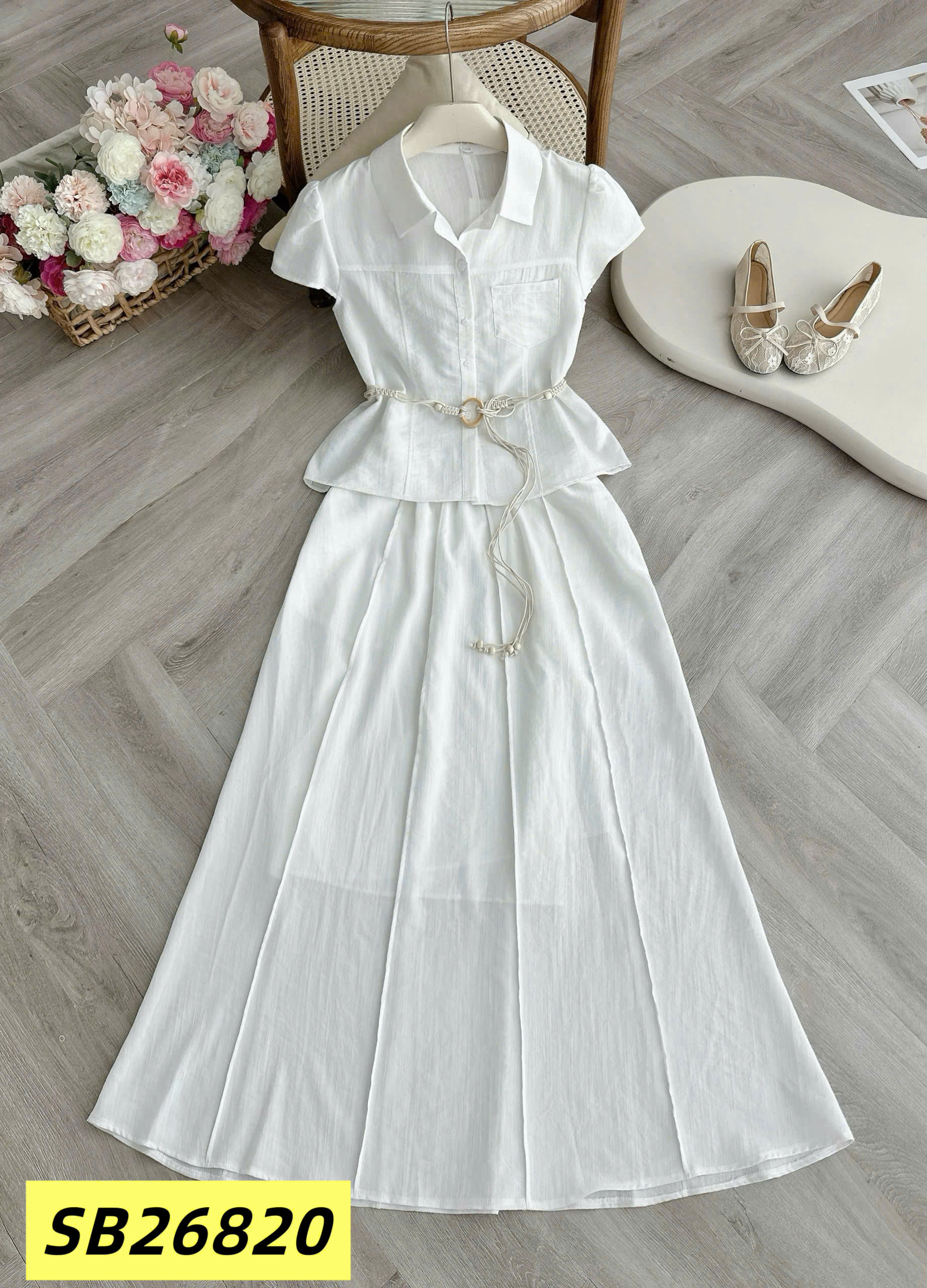 SB26820 Set váy liền túi ngực