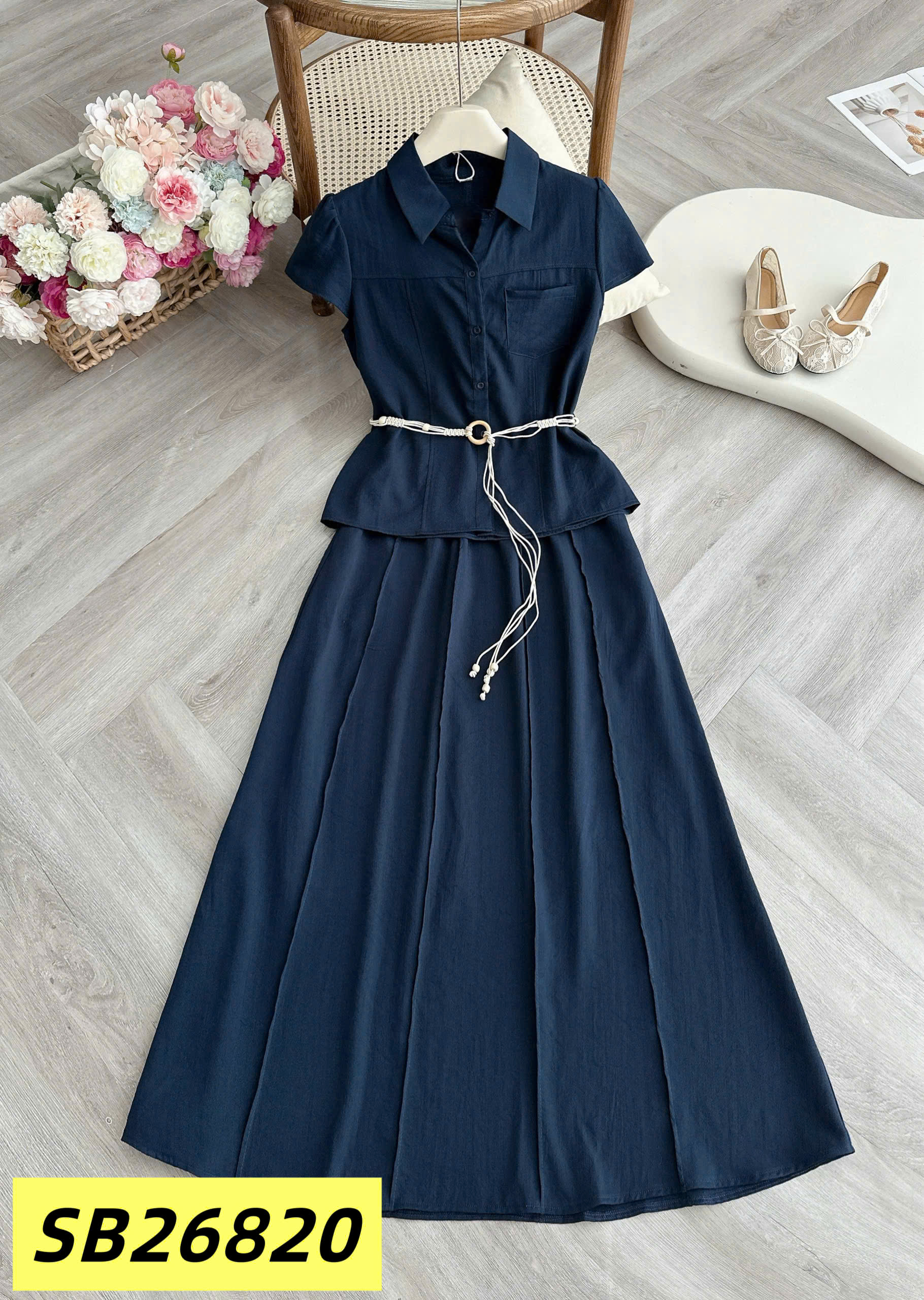 SB26820 Set váy liền túi ngực