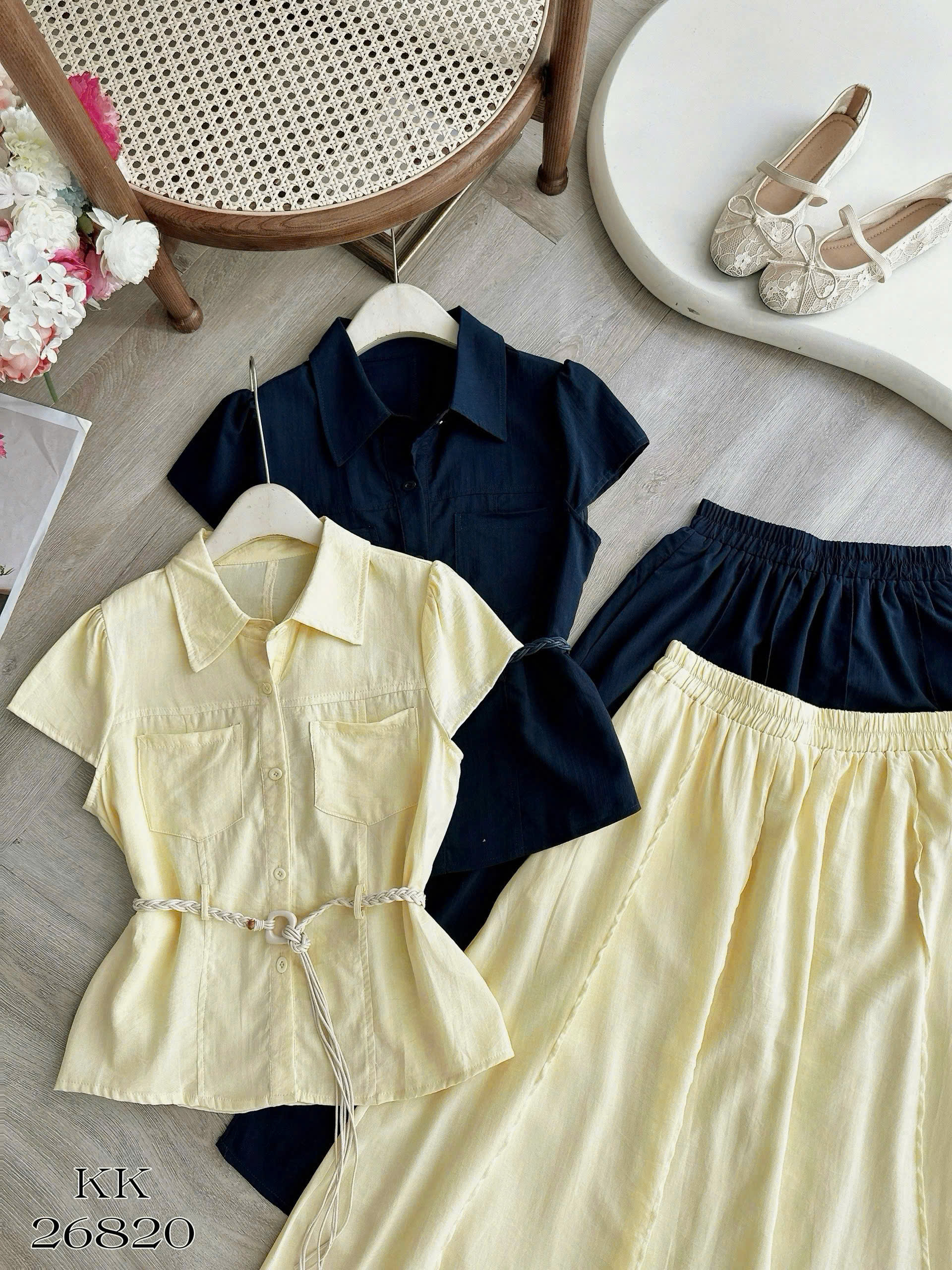 SB26820 Set váy liền túi ngực