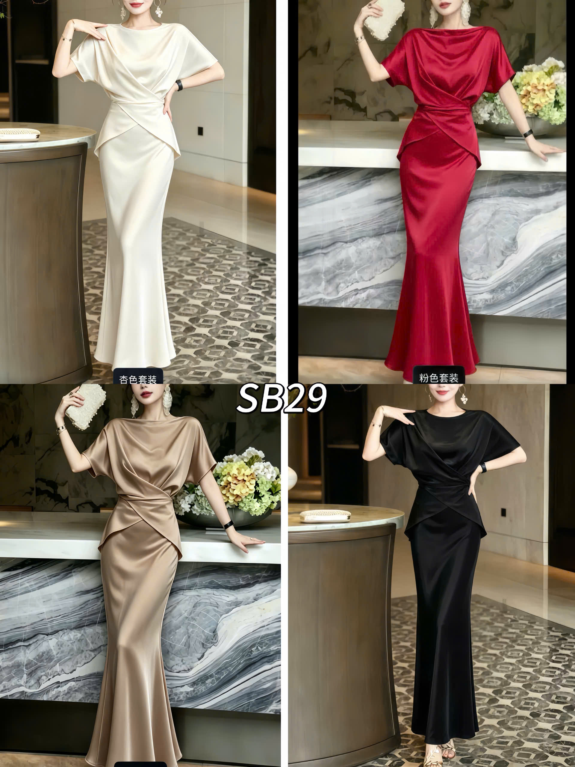SB29 Sét váy lụa cao cấp