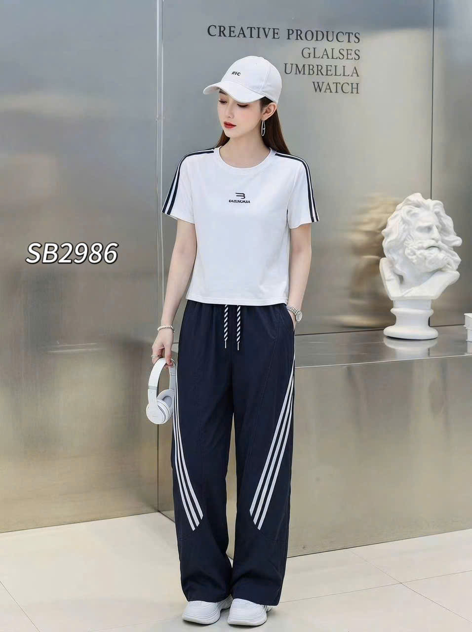 SB2986 Sét bộ thể thao quần kẻ sọc