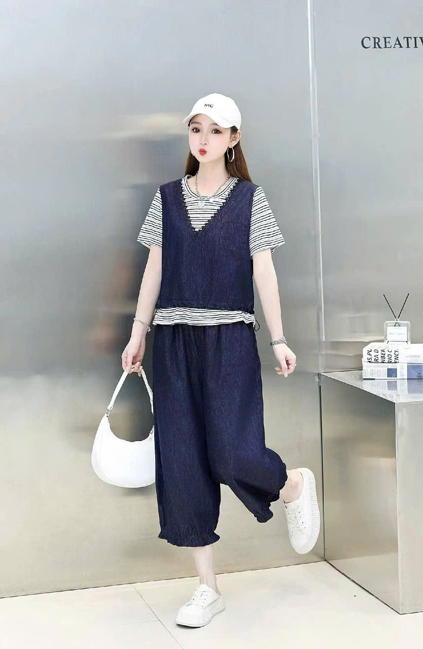 SB2990 Set bộ bò quần lỡ 3 món